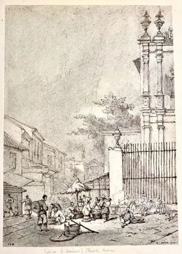Market outside the church of S. Domingos, Macau