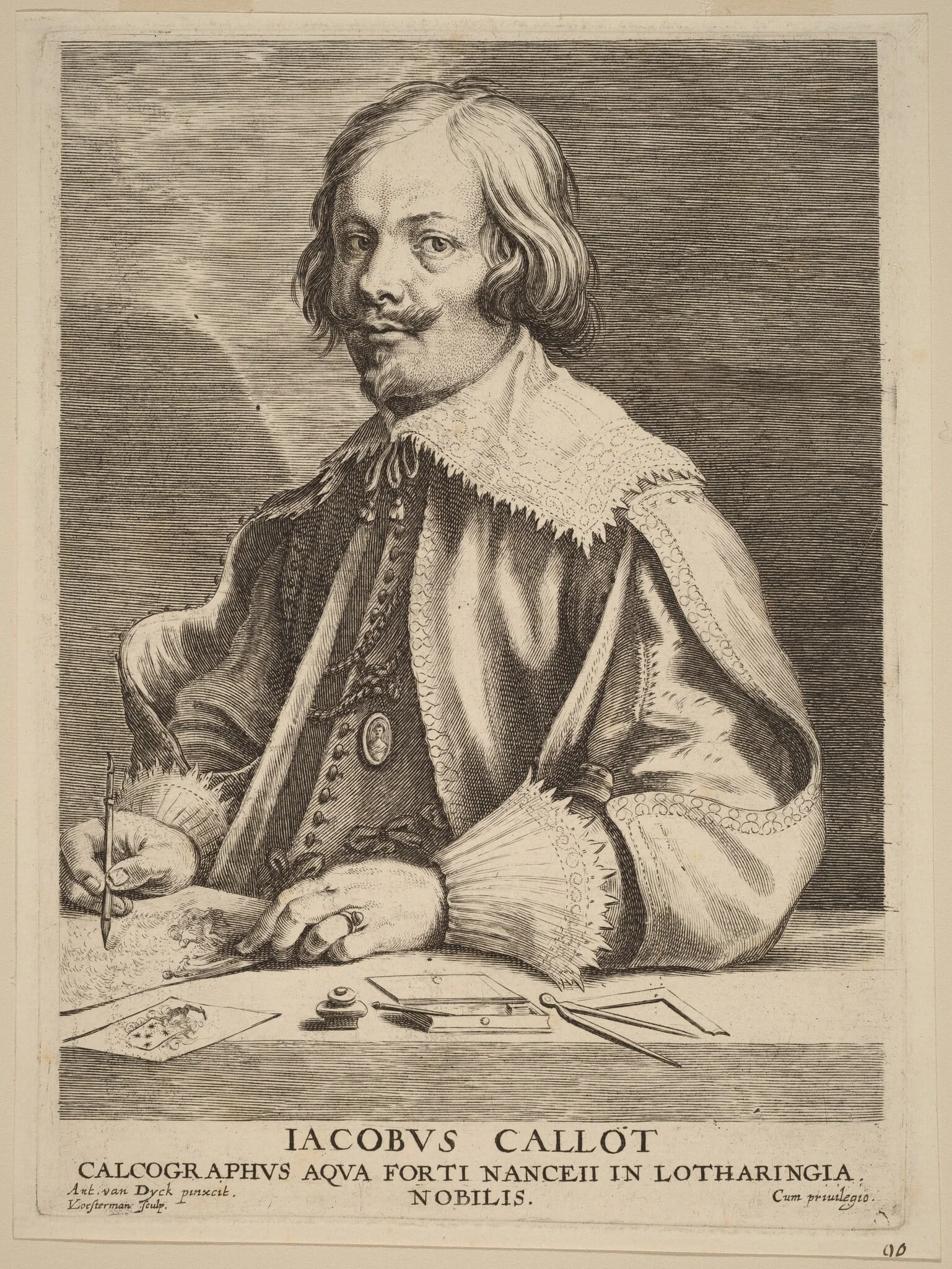 Jacques Callot, by Lucas Emil Vorsterman, ink, 1635
