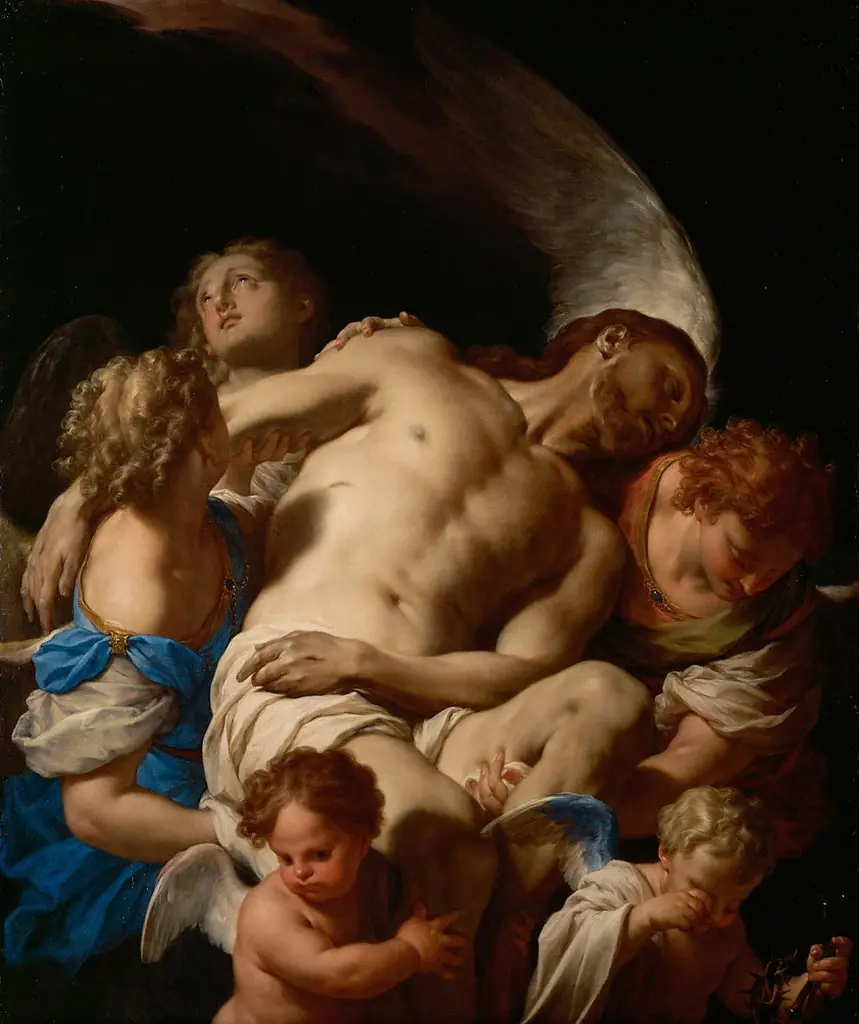 Body of Christ, held by angels