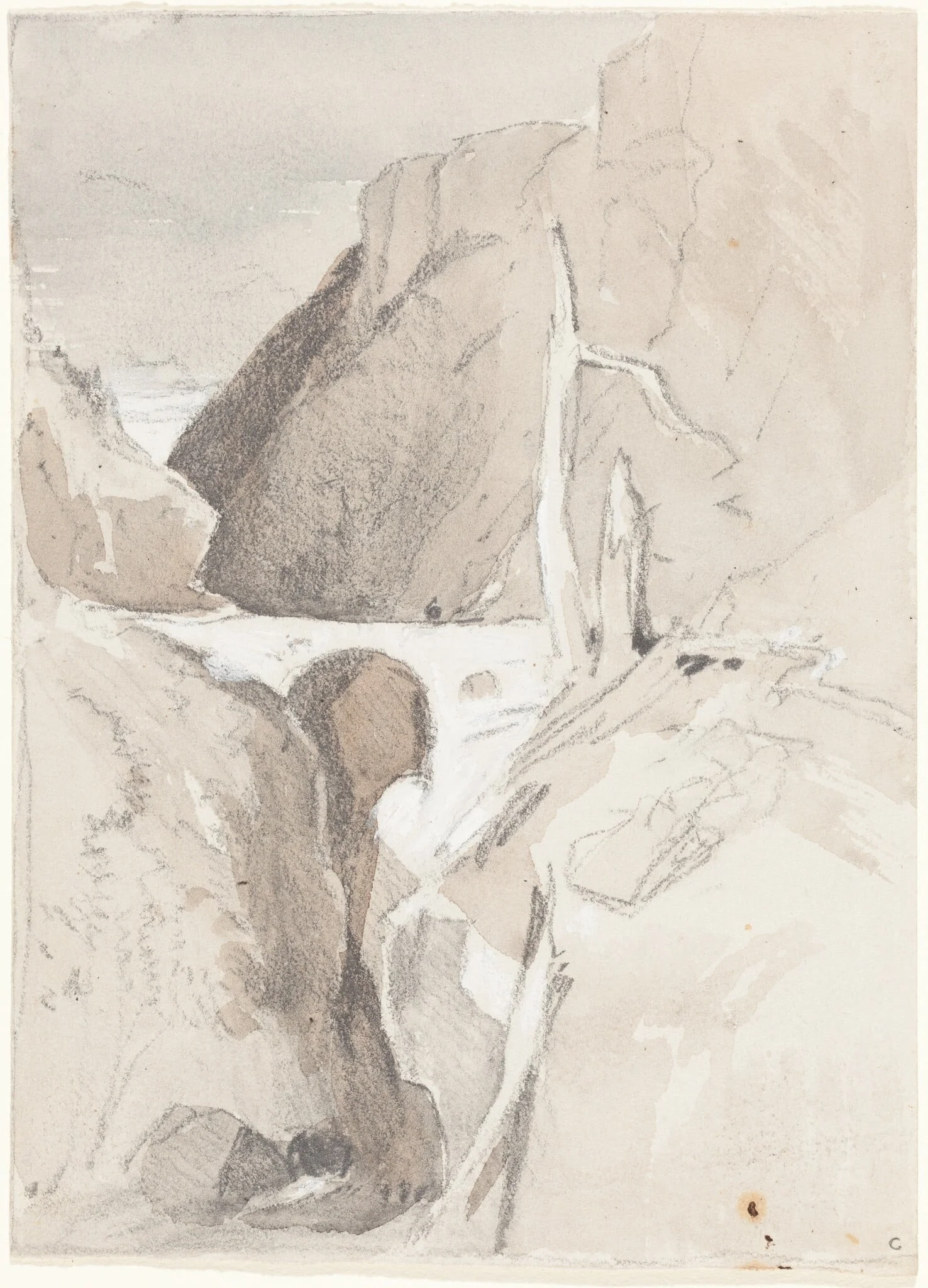 Gorge with Tree Stumps, by John Sell Cotman, graphite, 1812