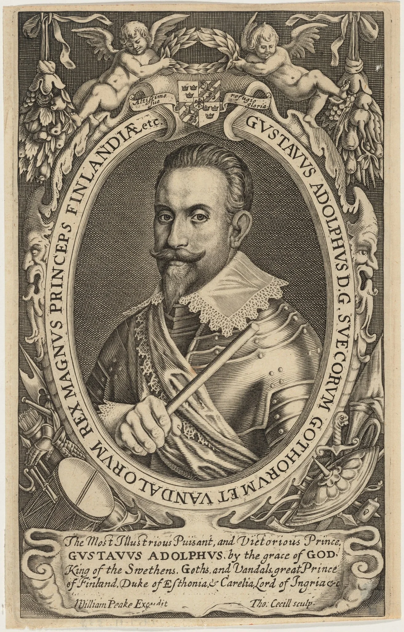 Gustavus Adolphus, by Thomas Cecil, ink, 1621