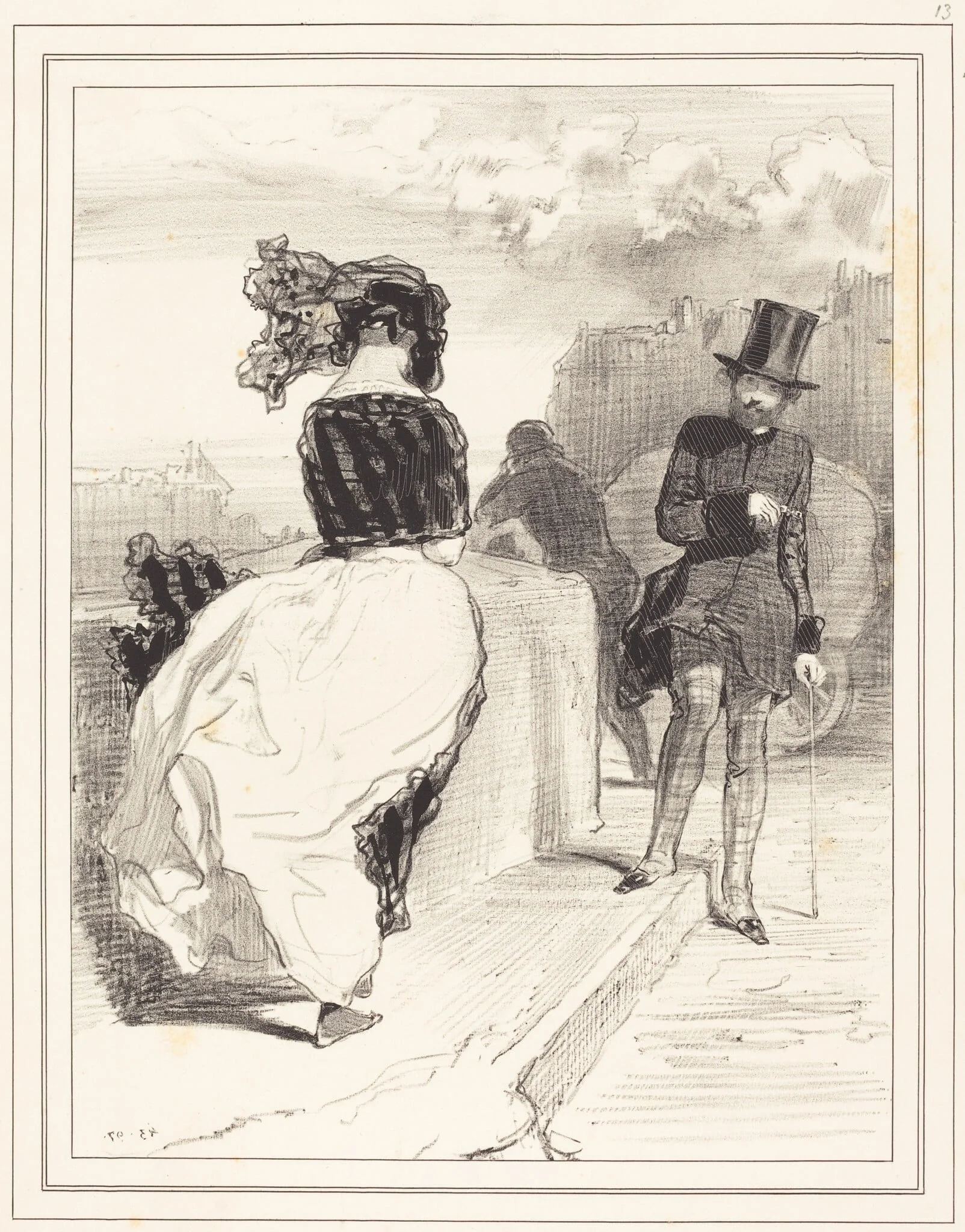 "Une de ces mines pudibones", by Paul Gavarni, ink, 1843