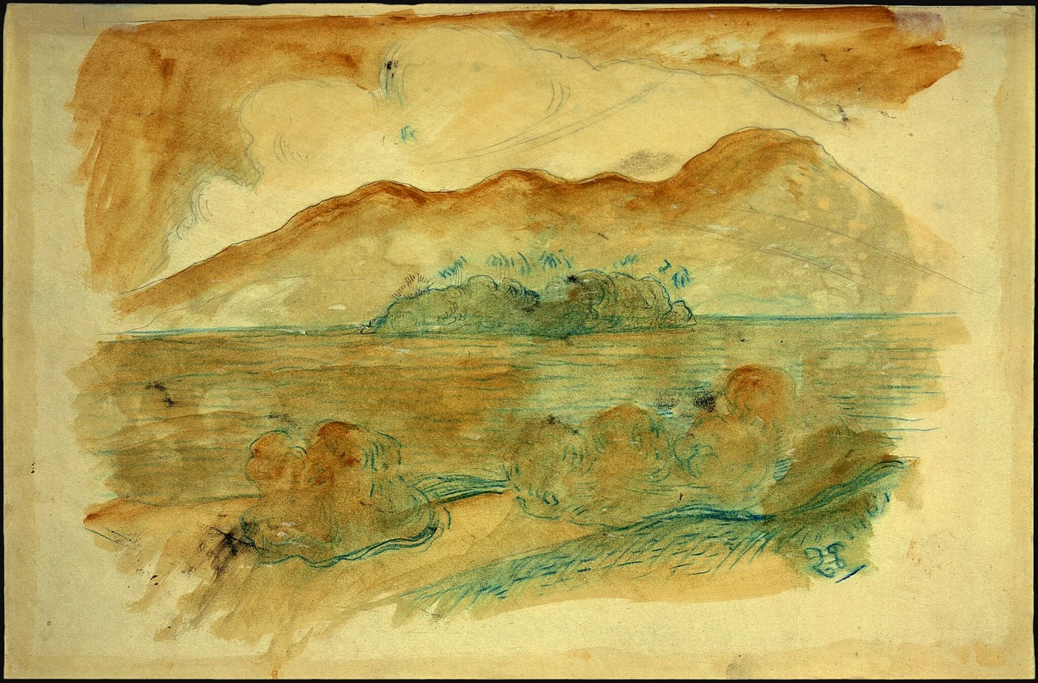 Tahitian Shore [verso], by Paul Gauguin, graphite, 1900