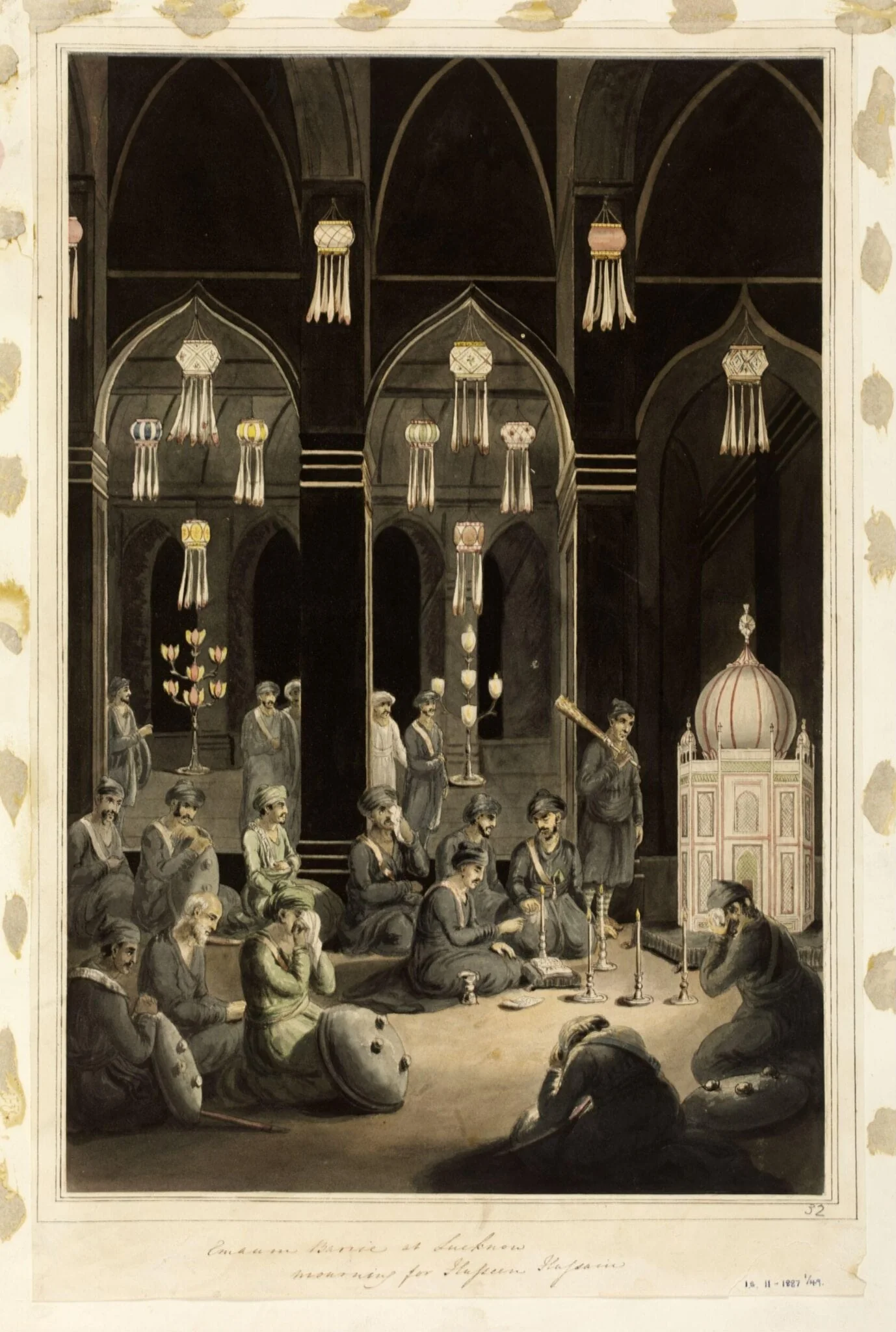 Ceremony of mourning in the Imambara, Lucknow, by Unknown, paint, 1810