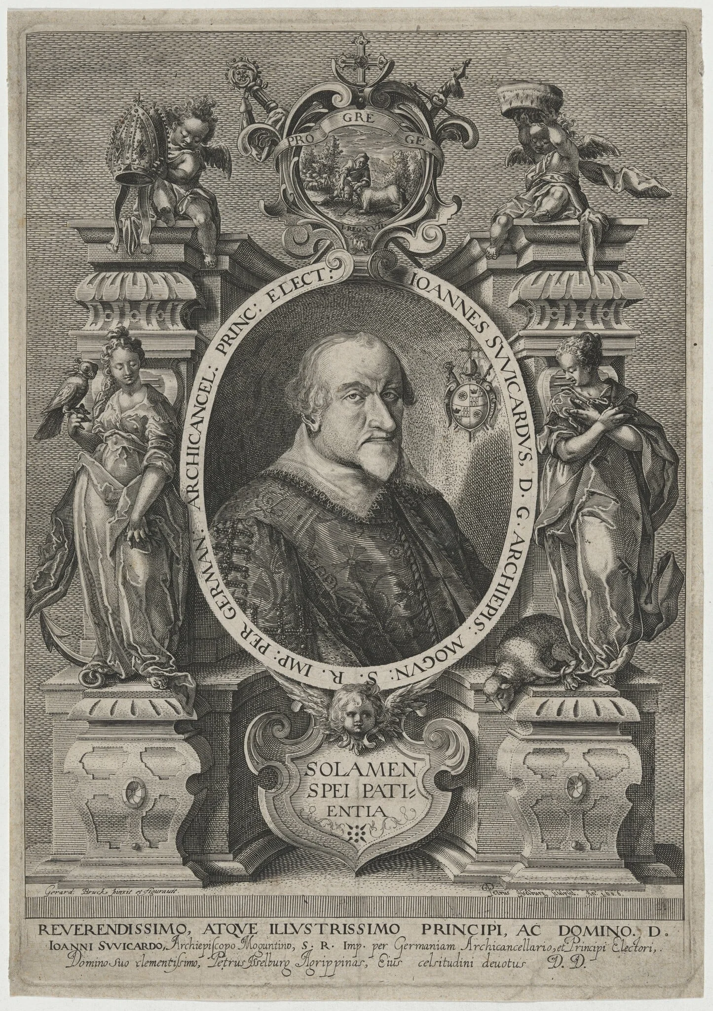 Joannes Swicardus, Archbishop of Maguntino, by Peter Isselburg, ink, 1606