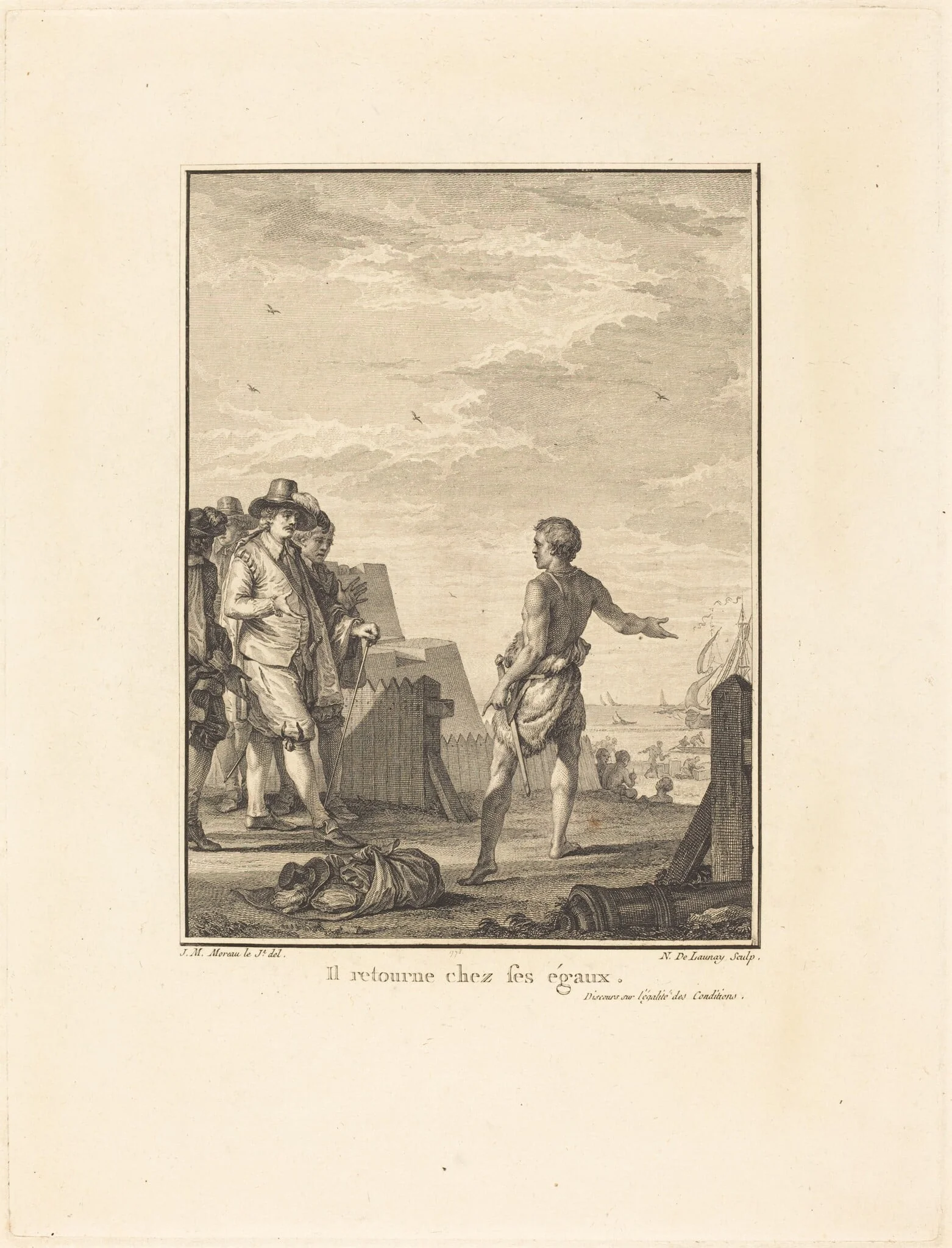 Discours sur l'égalité des conditions: Il retourne chez ses égaux, by Nicolas Delaunay, ink, 1778