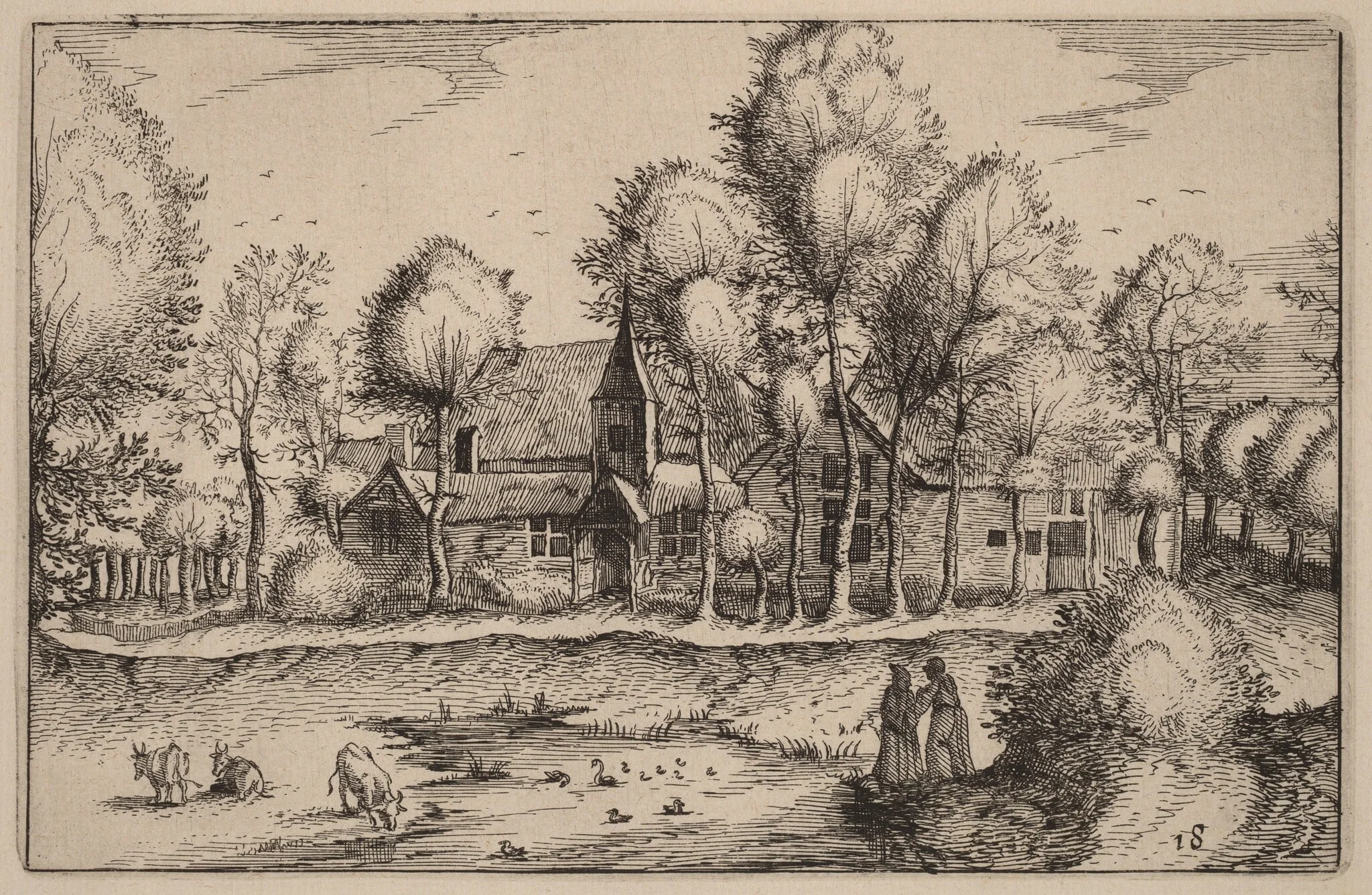 A Pond, by Claes Jansz Visscher, ink, 1612