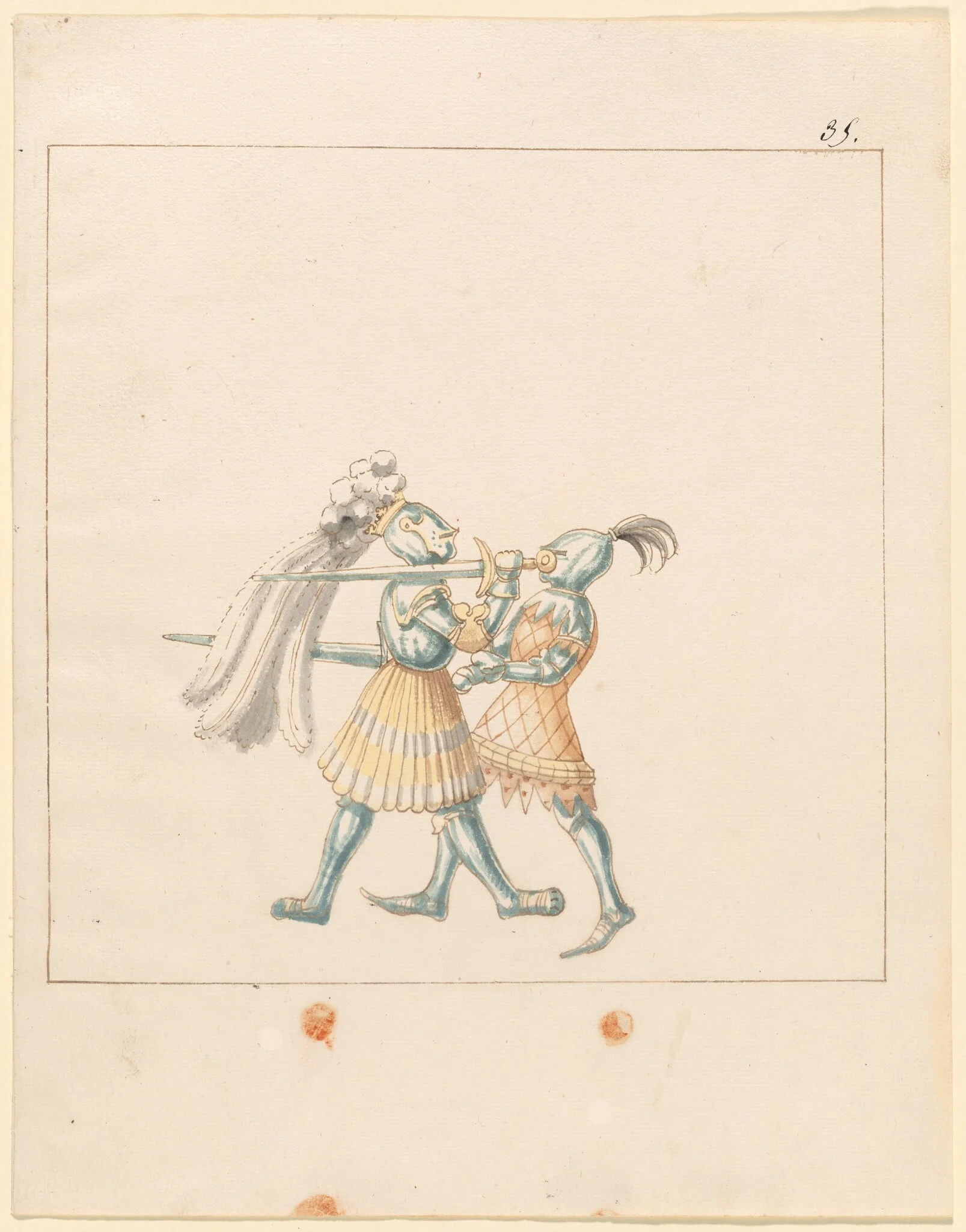 Foot Combat with Longswords, by German 16th Century, ink, 1514