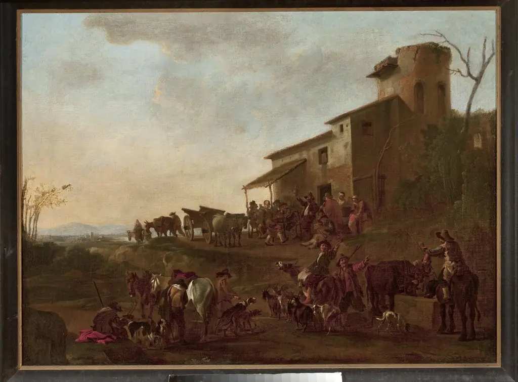 Scene in front of a tavern