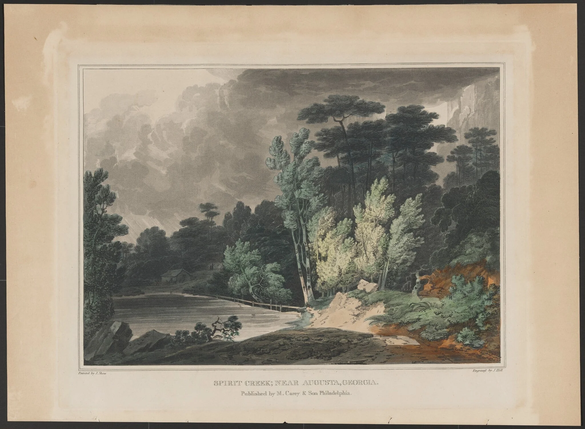 Spirit Creek; Near Augusta, Georgia, by John Hill, watercolor, 1820