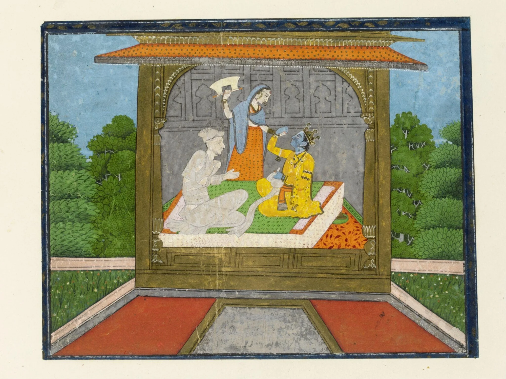 Sudama and Krishna, by Unknown, paint, 1860