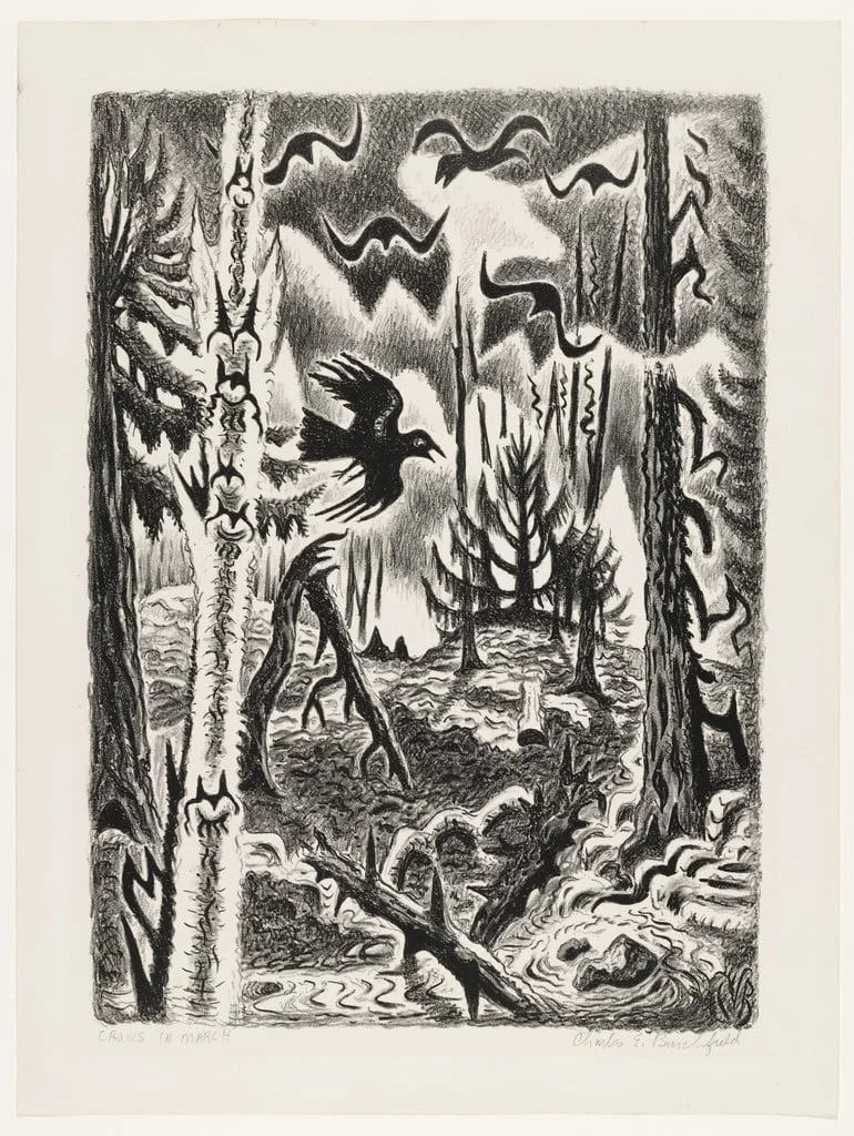 Untitled, by Charles Burchfield, ink, 1951