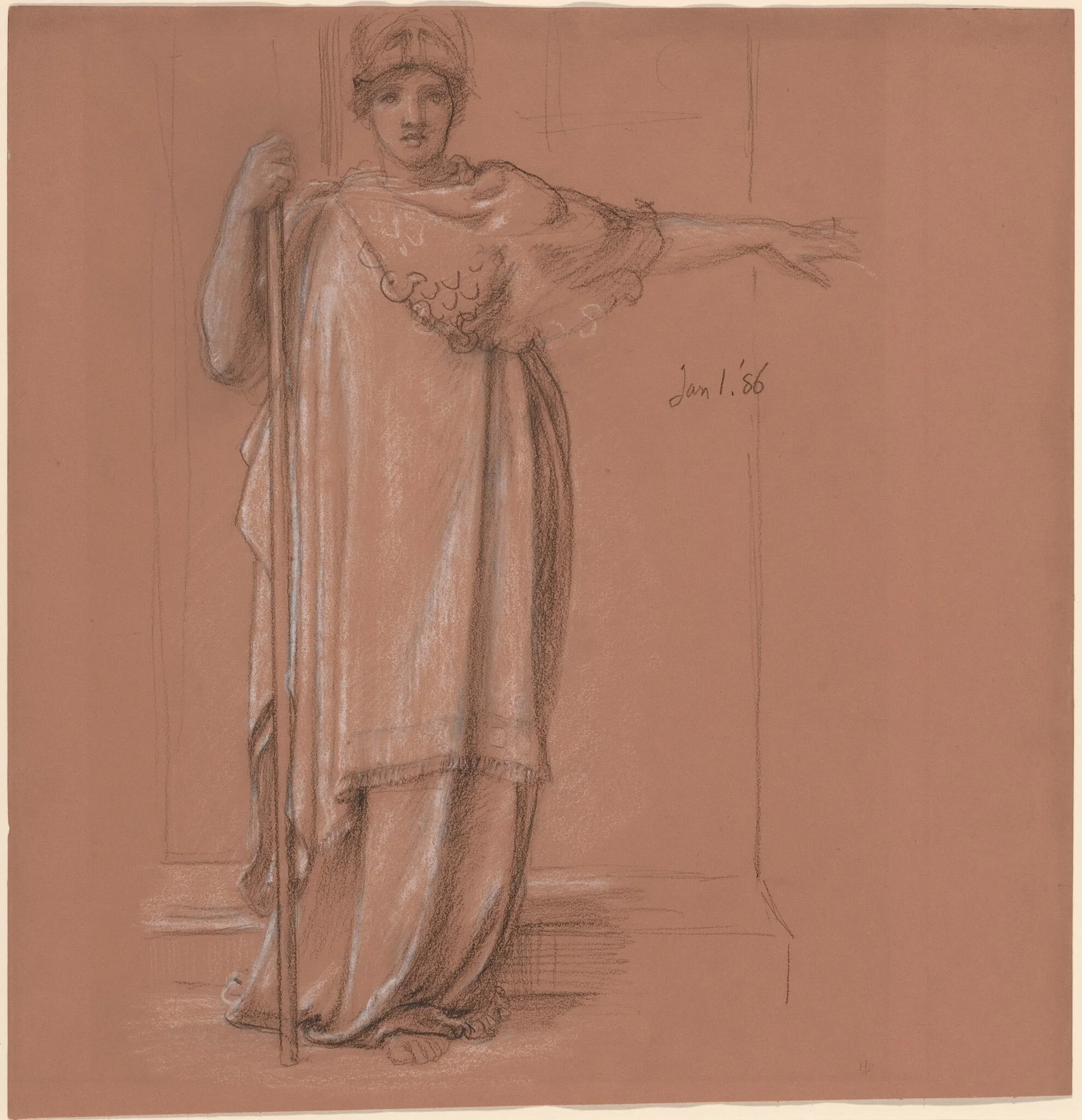 Minerva, by Edward John, Sir Poynter, chalk, 1886