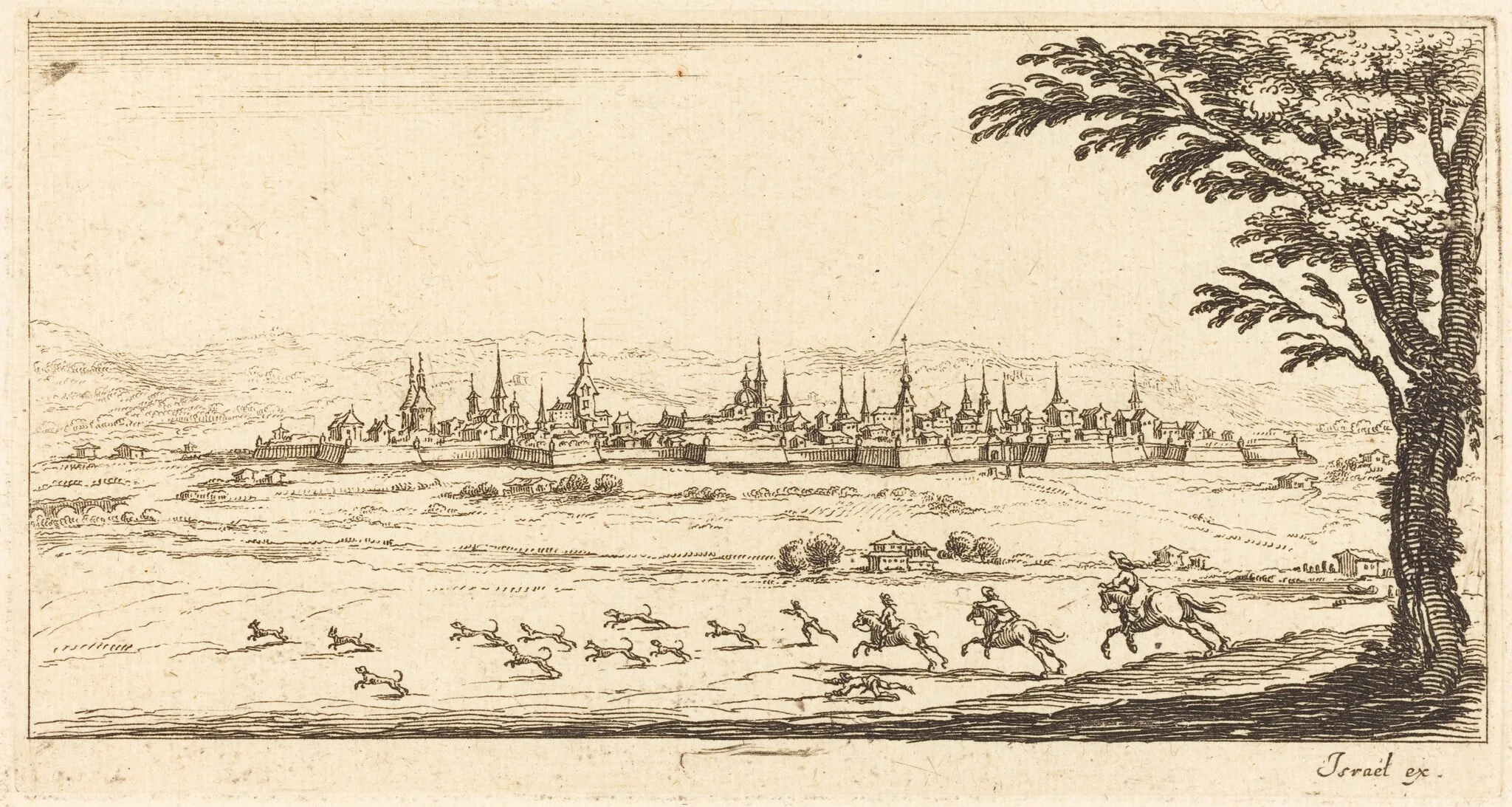 View of Nancy, by French 17th Century, ink, 1635