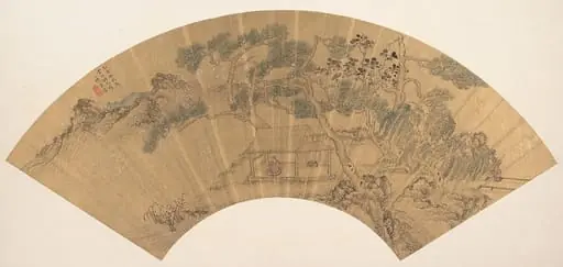 明   陳季淳   山水人物圖  扇頁|Landscape with figure