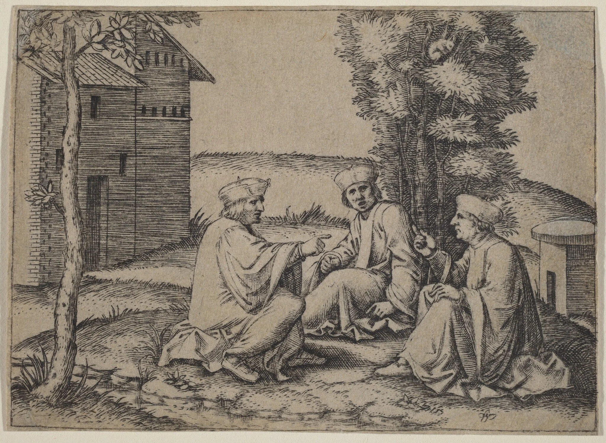 The Three Doctors, by Marcantonio Raimondi, ink, 1507