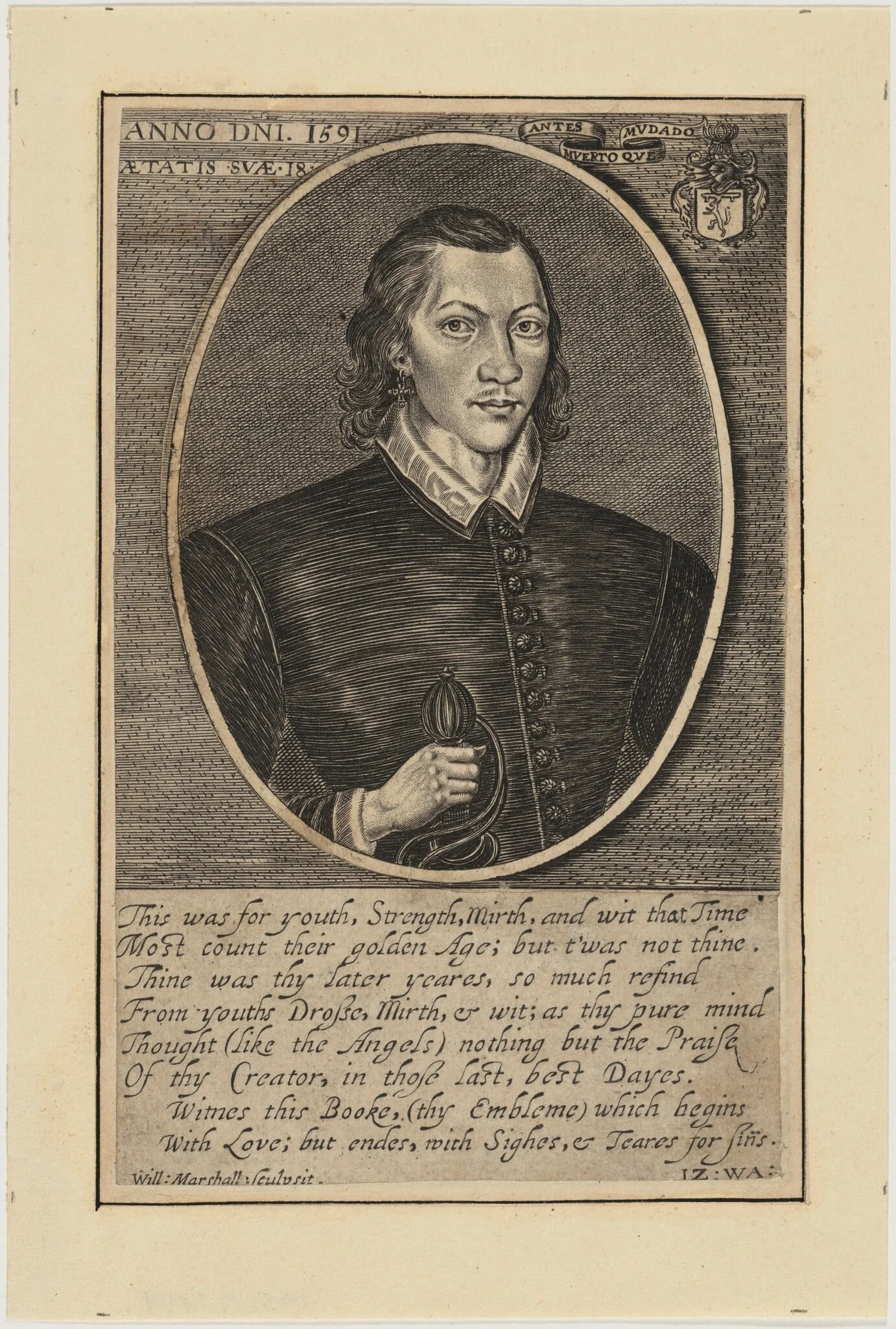 John Donne, by William Marshall, ink, 1637