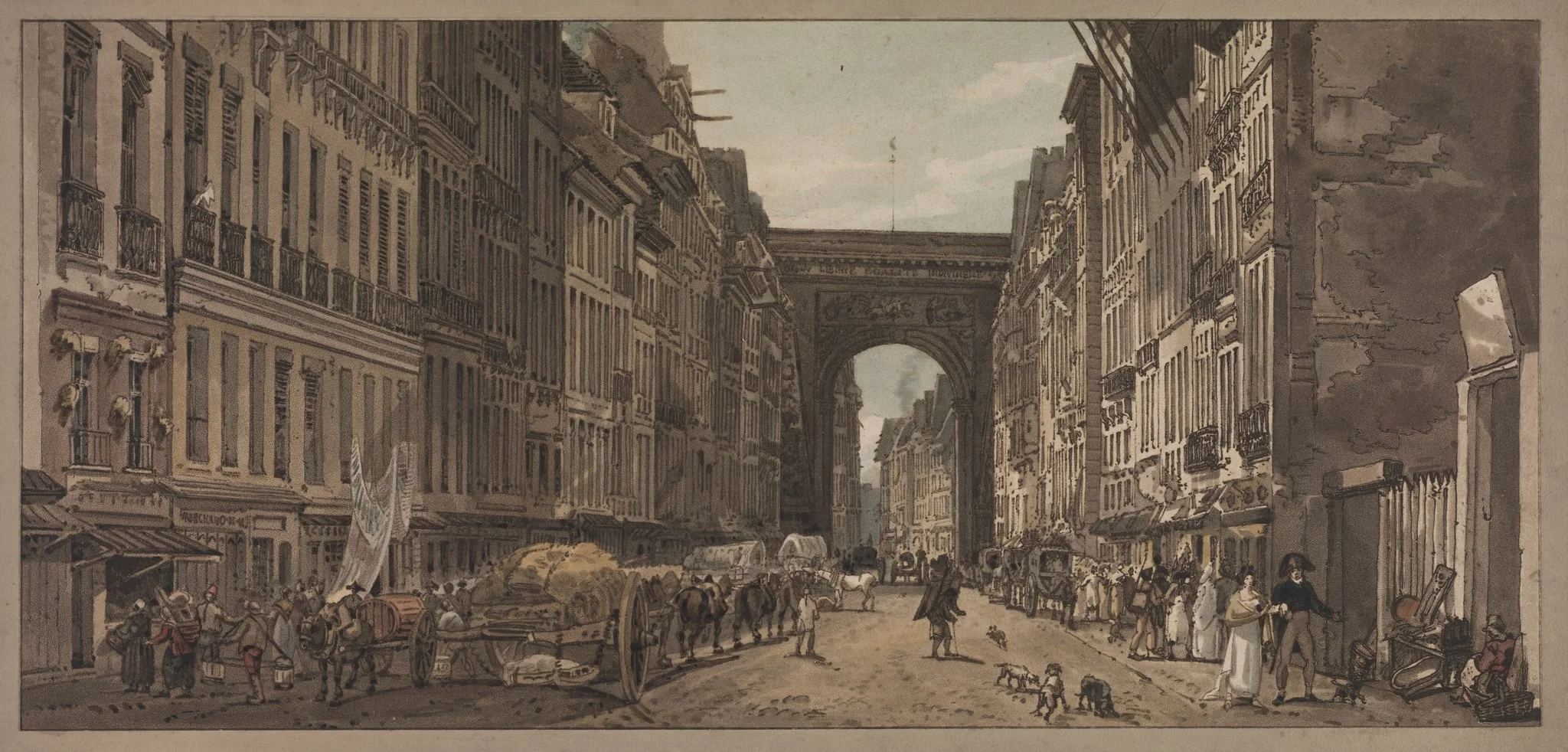 A Selection of Twenty of the Most Picturesque Views in Paris: View of the Gate of St. Denis taken from the Suburbs, by Girtin, 1803
