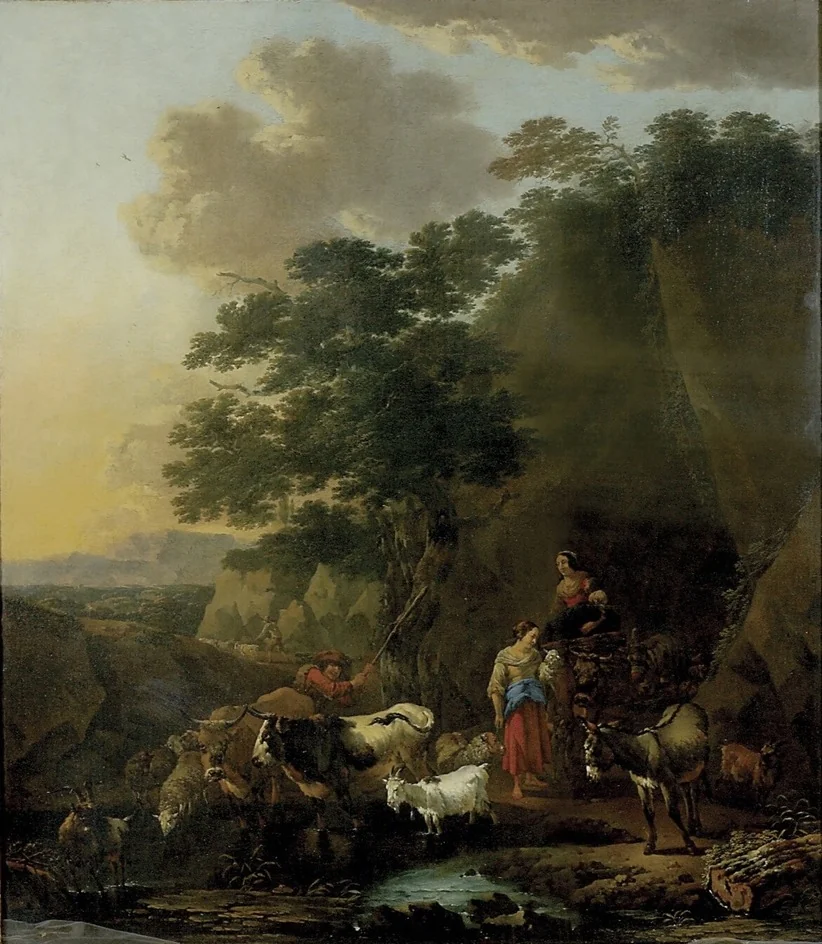Peasants with Cattle fording a Stream