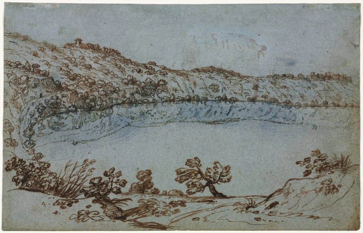 View of Lake Nemi (recto)