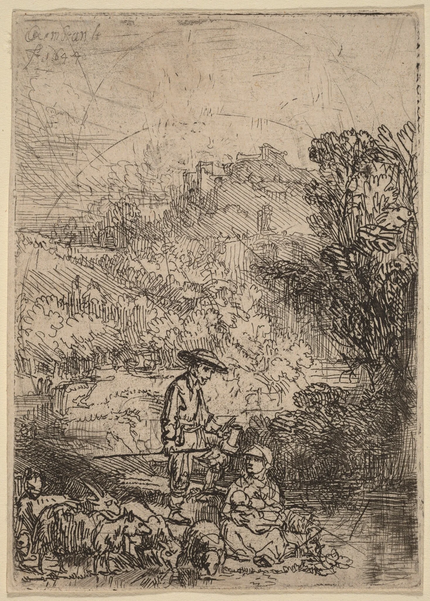 The Shepherd and His Family, by Rembrandt, ink, 1644