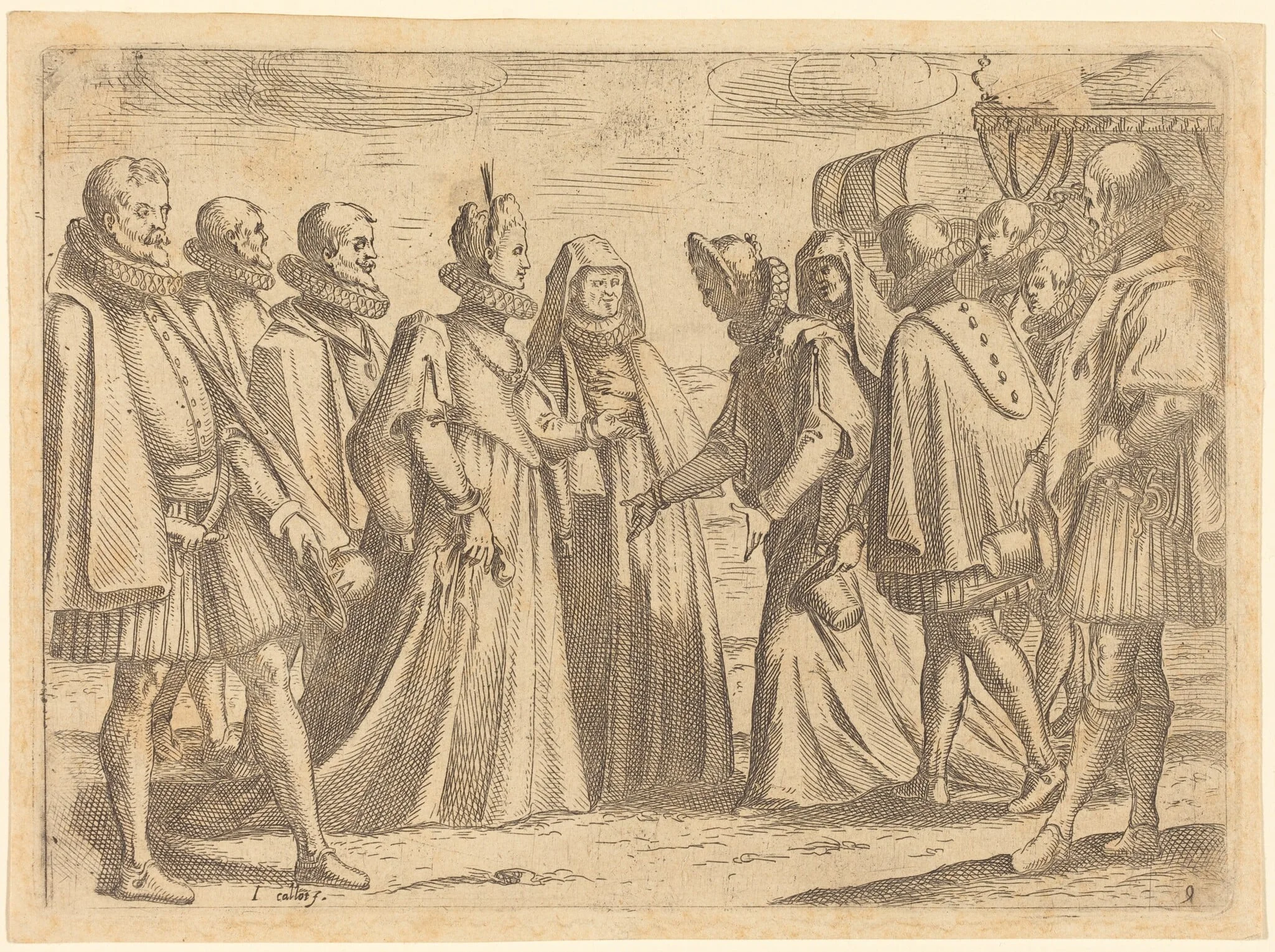 Reception at Mantua, by Jacques Callot, ink, 1612