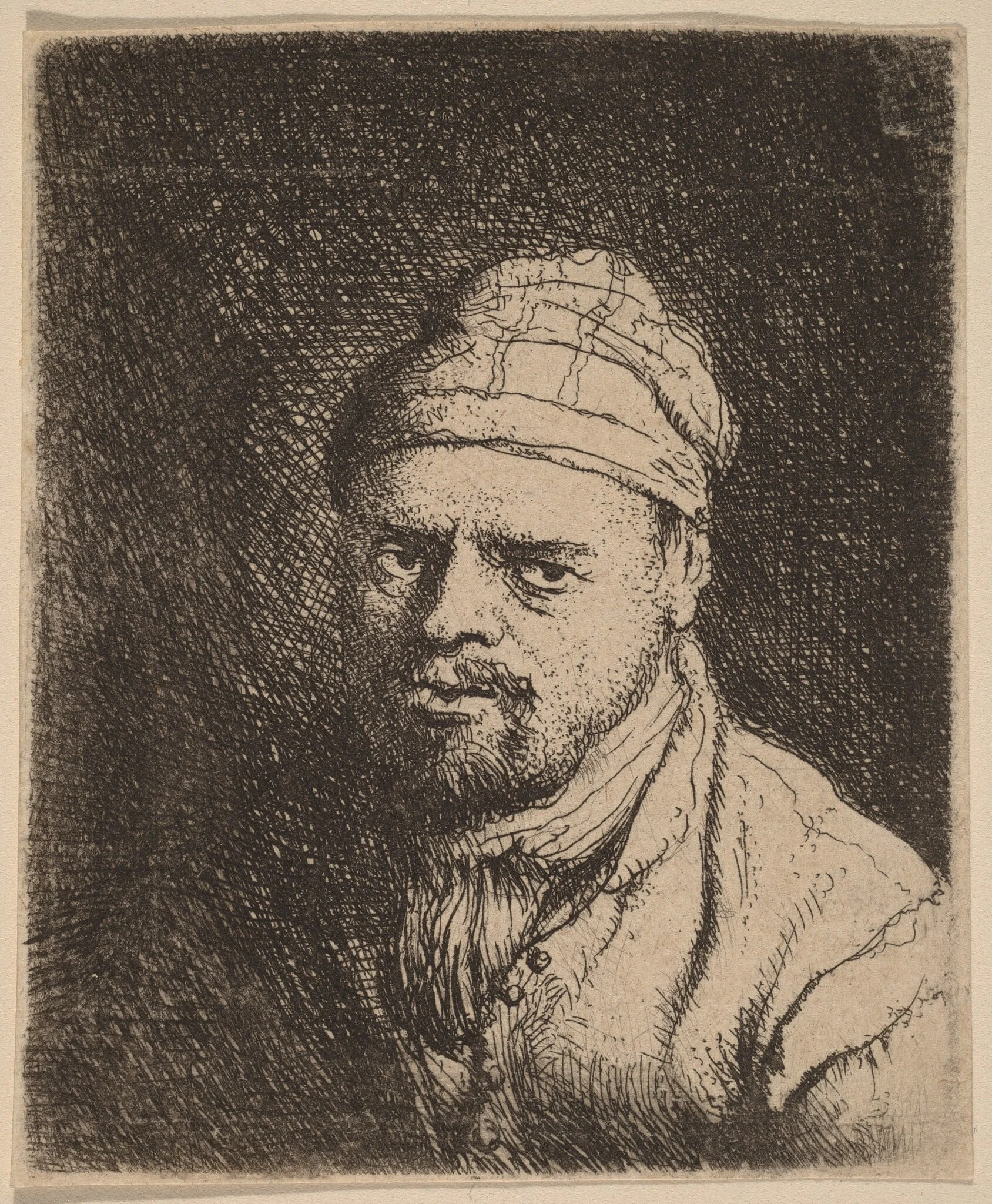Bust of a Cook with Cap, by Jan Lievens, ink, 1640