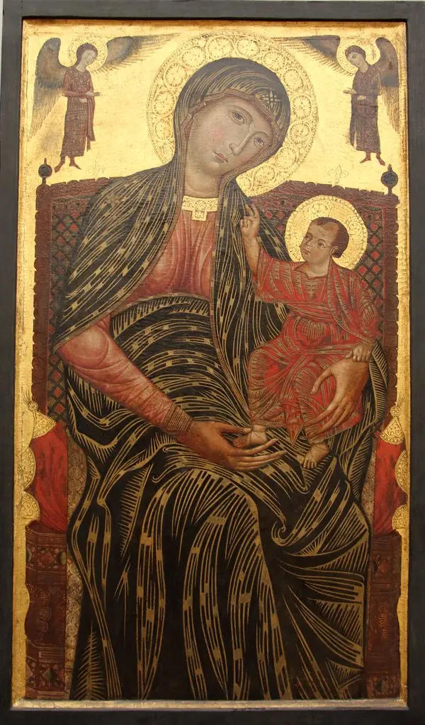 Madonna enthroned with two angels
