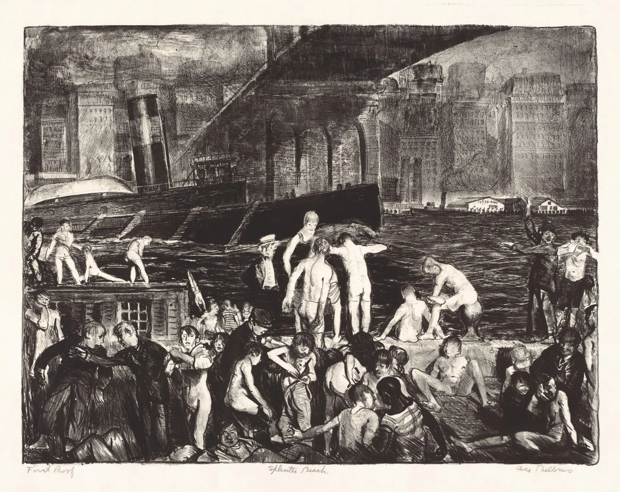 Splinter Beach, by George Bellows, ink, 1916