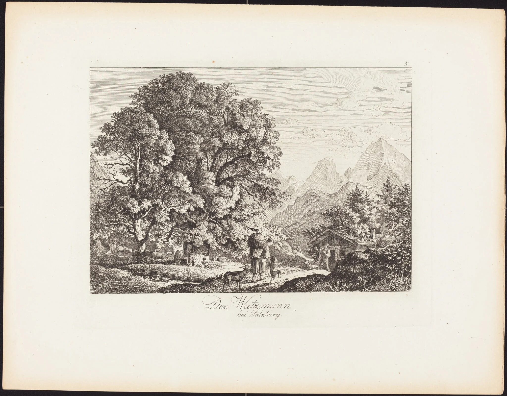 Der Watzmann bei Salzburg (The Watzmann near Salzburg), by Ludwig Richter, ink, 1830