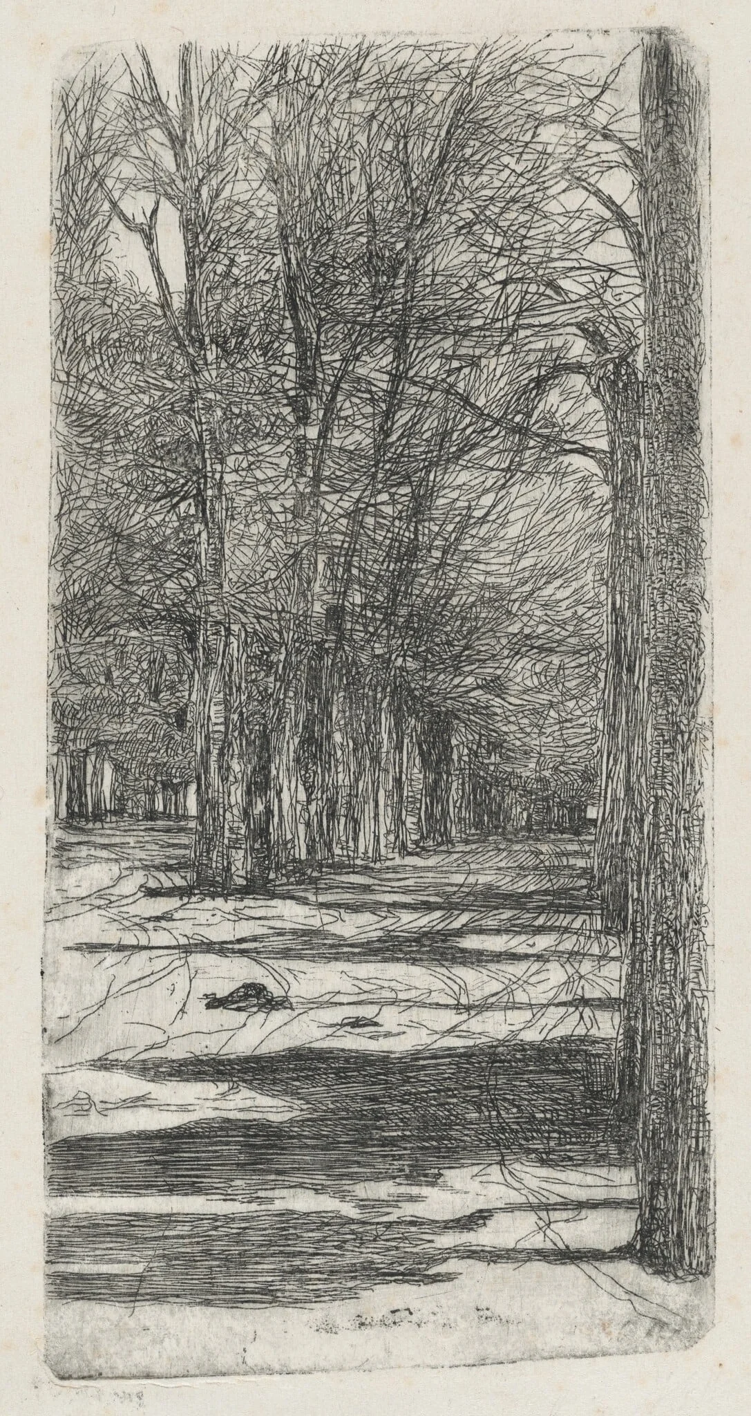 Path in Parco delle Cascine (Un viale interno delle Cascine), by Giovanni Fattori, ink, 1875