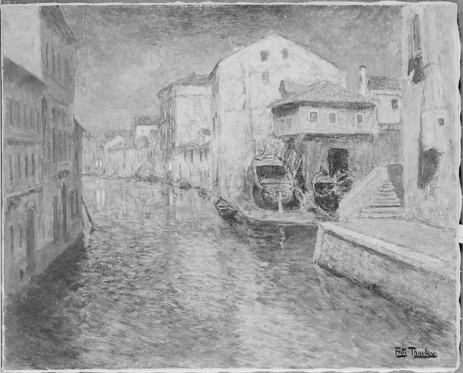 Moonlight on a Canal, Venice, by Frits Thaulow, oil, 1886