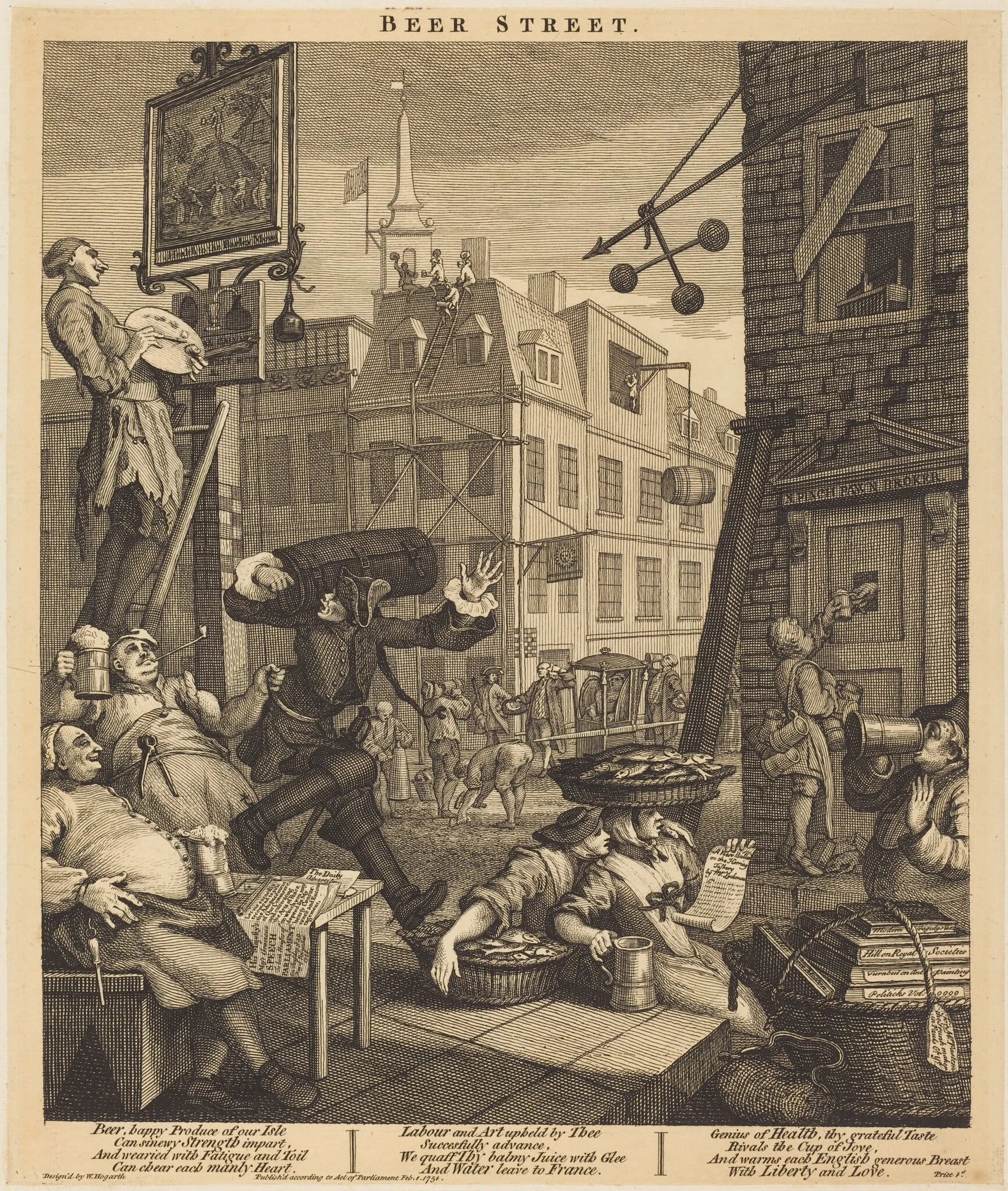 Beer Street, by William Hogarth, ink, 1751