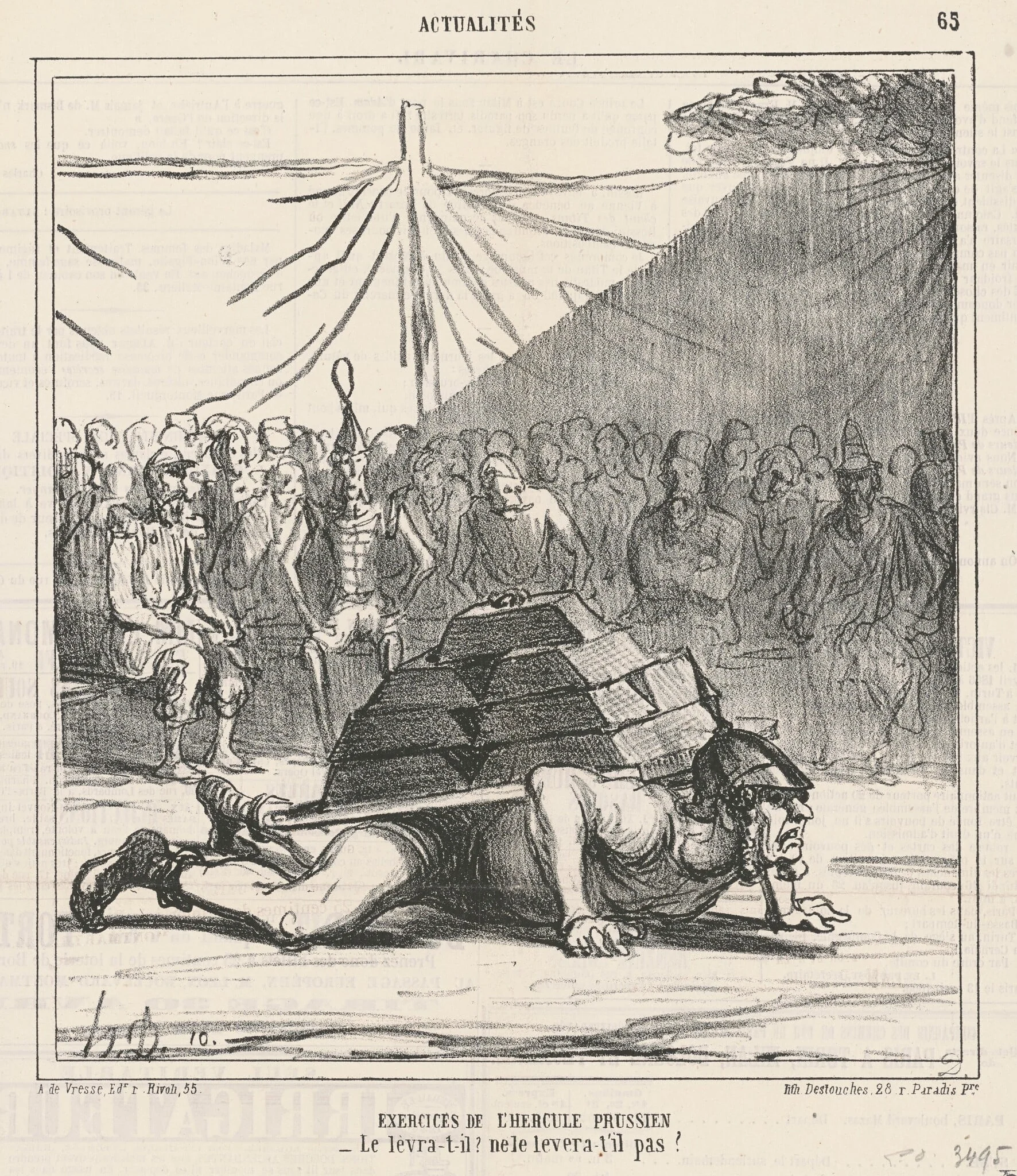 Exercises de l'hercule prussien, by Honoré Daumier, ink, 1866