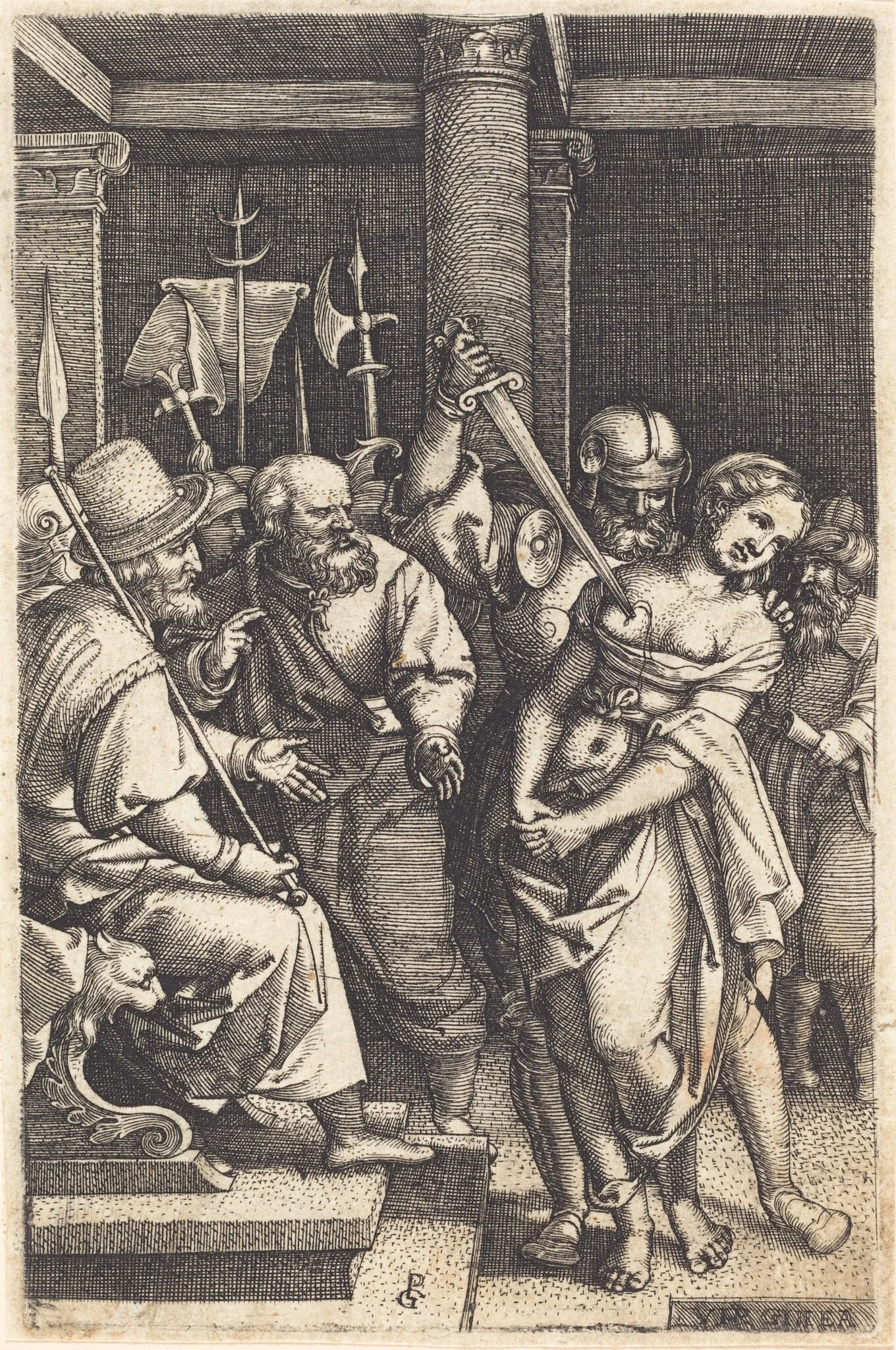 Virginius Killing His Daughter, by Georg Pencz, ink, 1546