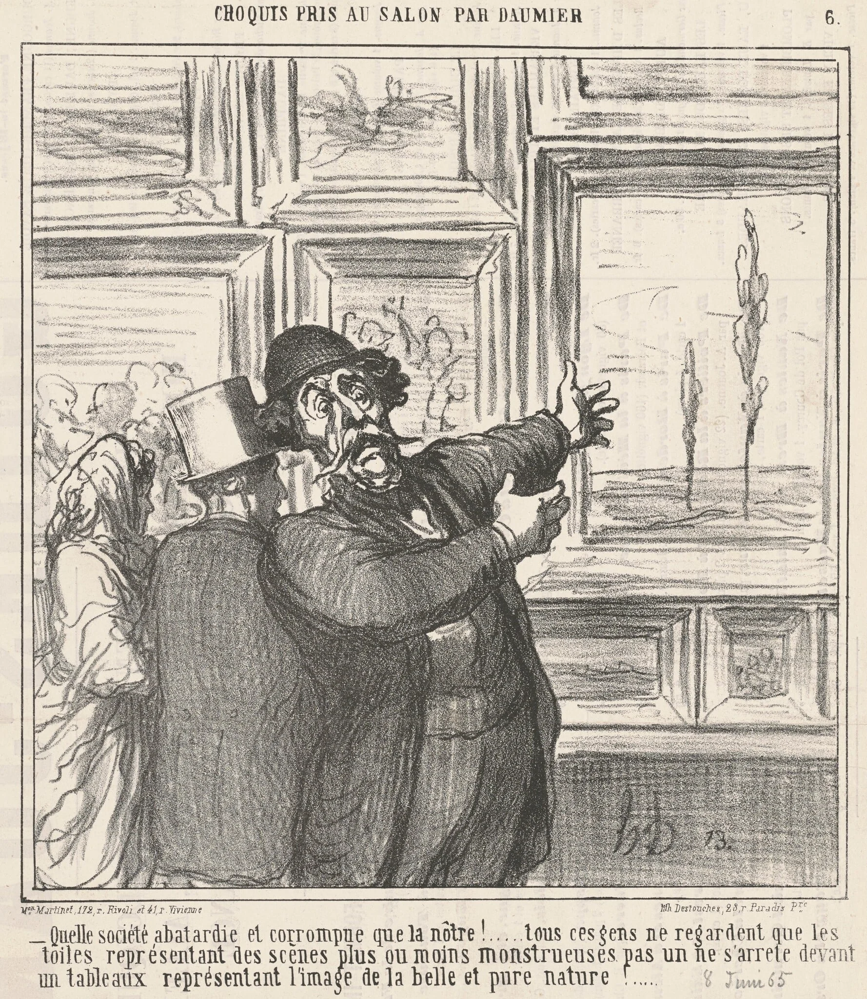 Quelle société abatarde et corrompue ..., by Honoré Daumier, ink, 1865