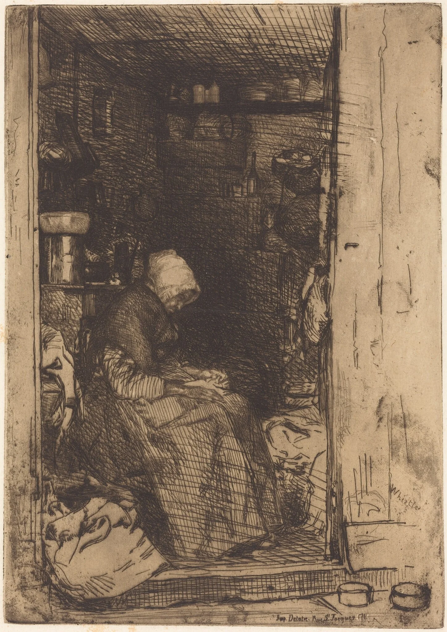 La Vieille aux Loques, by James McNeill Whistler, ink, 1858