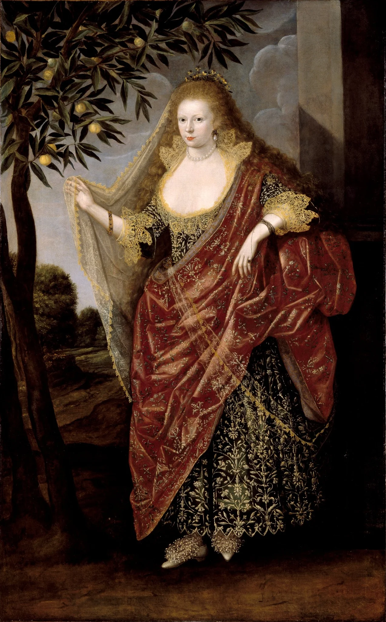 Elizabeth, Lady Tanfield, by Unknown, oil, 1615