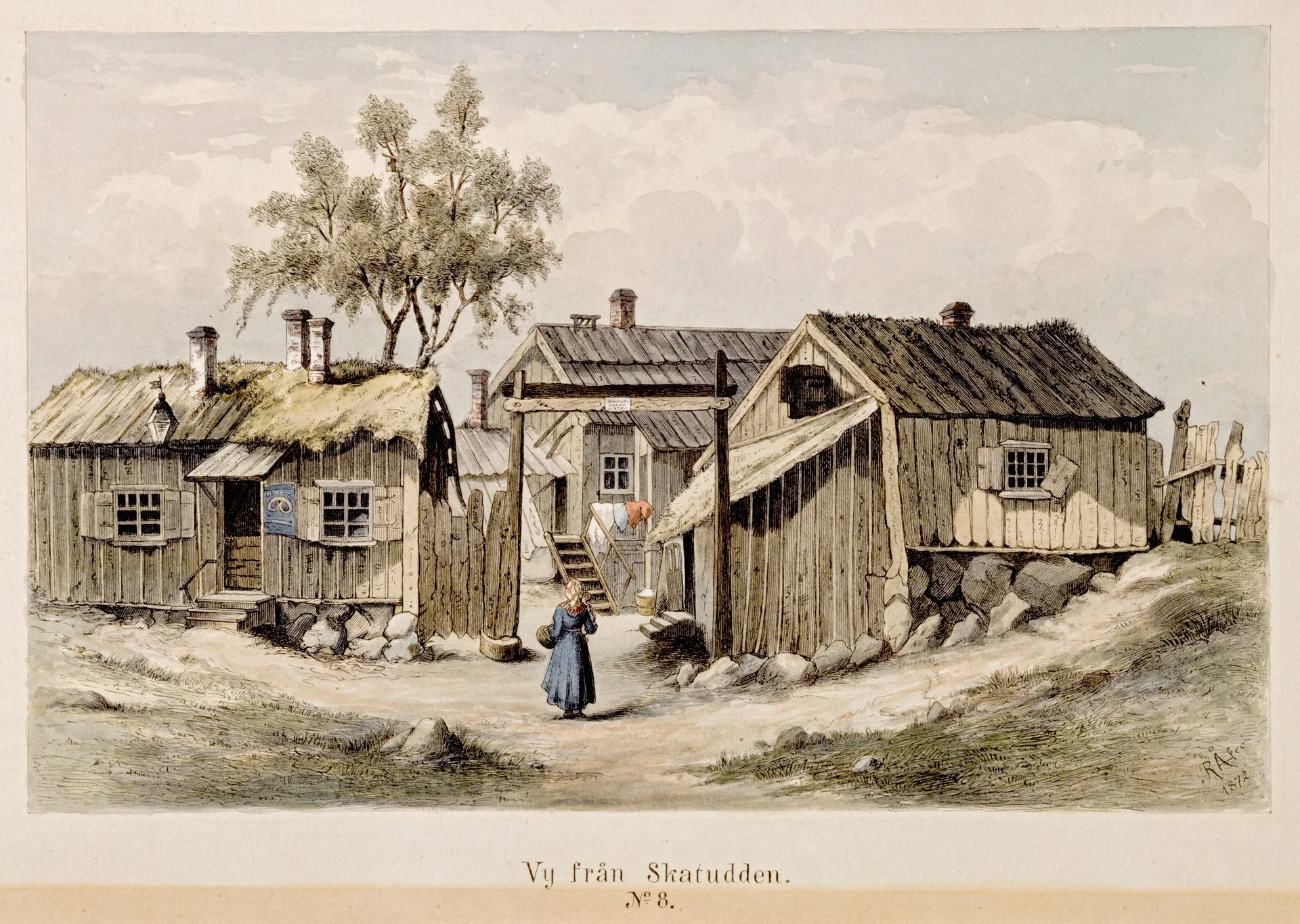 Aihe Katajanokalta n:o 8. Rakennusryhmä niemen keskiosassa., by Rudolf Åkerblom, 1897