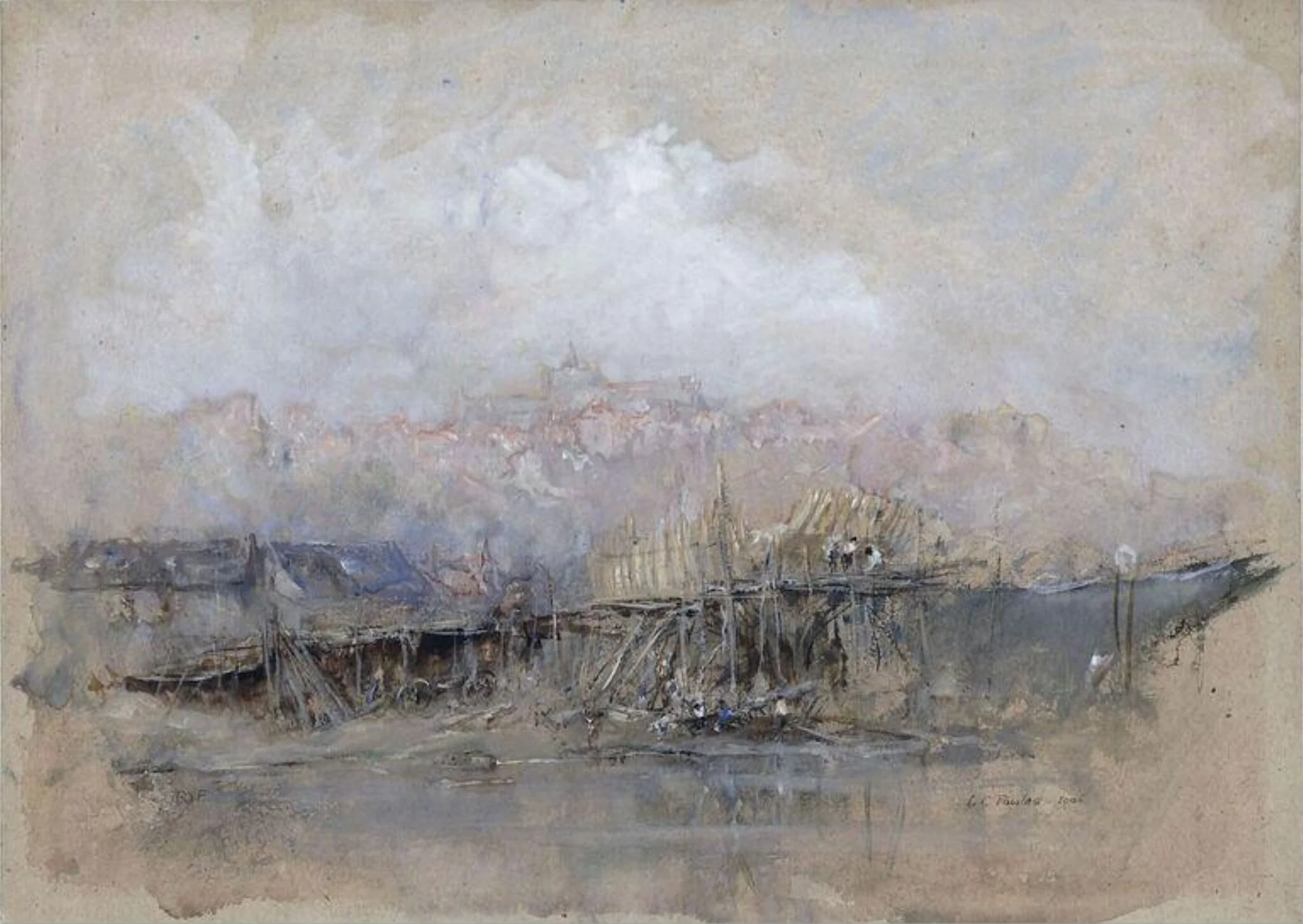 The Shipyard Rye, by Charles Lewis Powles, watercolor, 1906