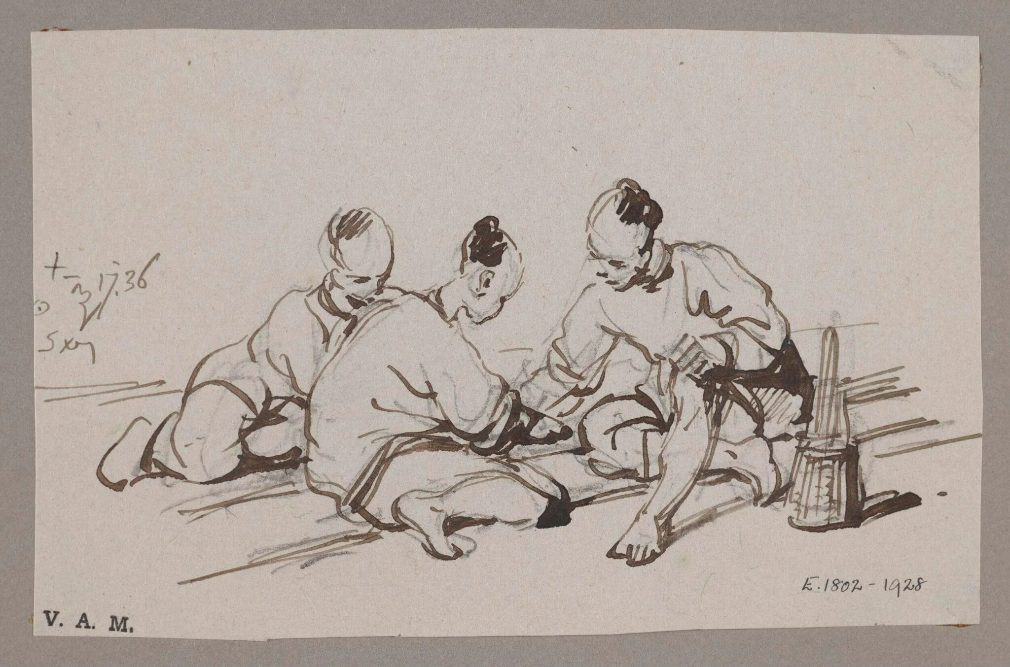 Three Chinese figures, by George Chinnery, 14
