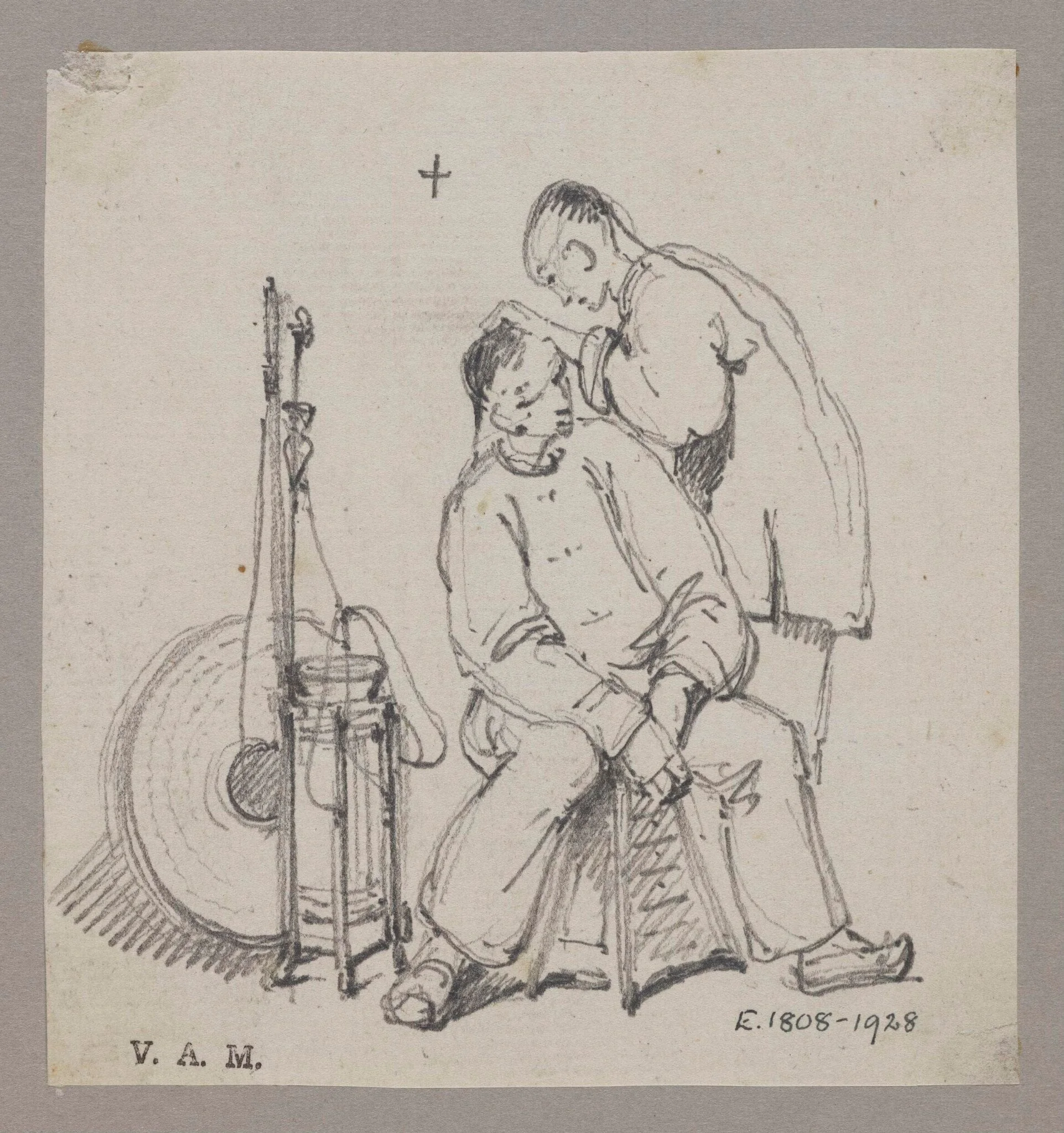 A Chinese barber and customer, by George Chinnery, 19