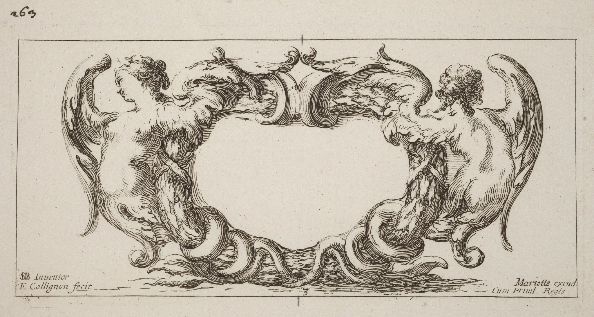 Cartouche, by François Collignon, ink, 1646
