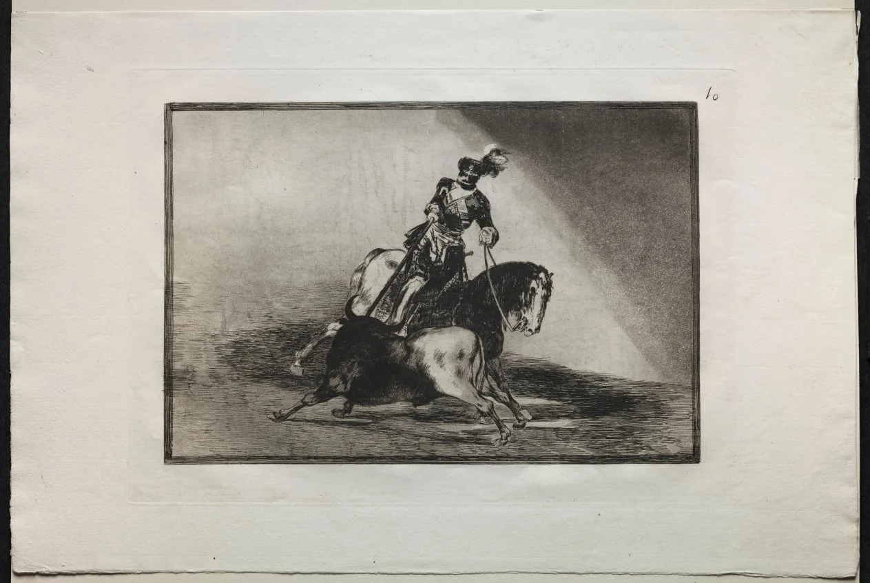 Bullfights:  Charles V spearing a bull, by Francisco Goya, 1816