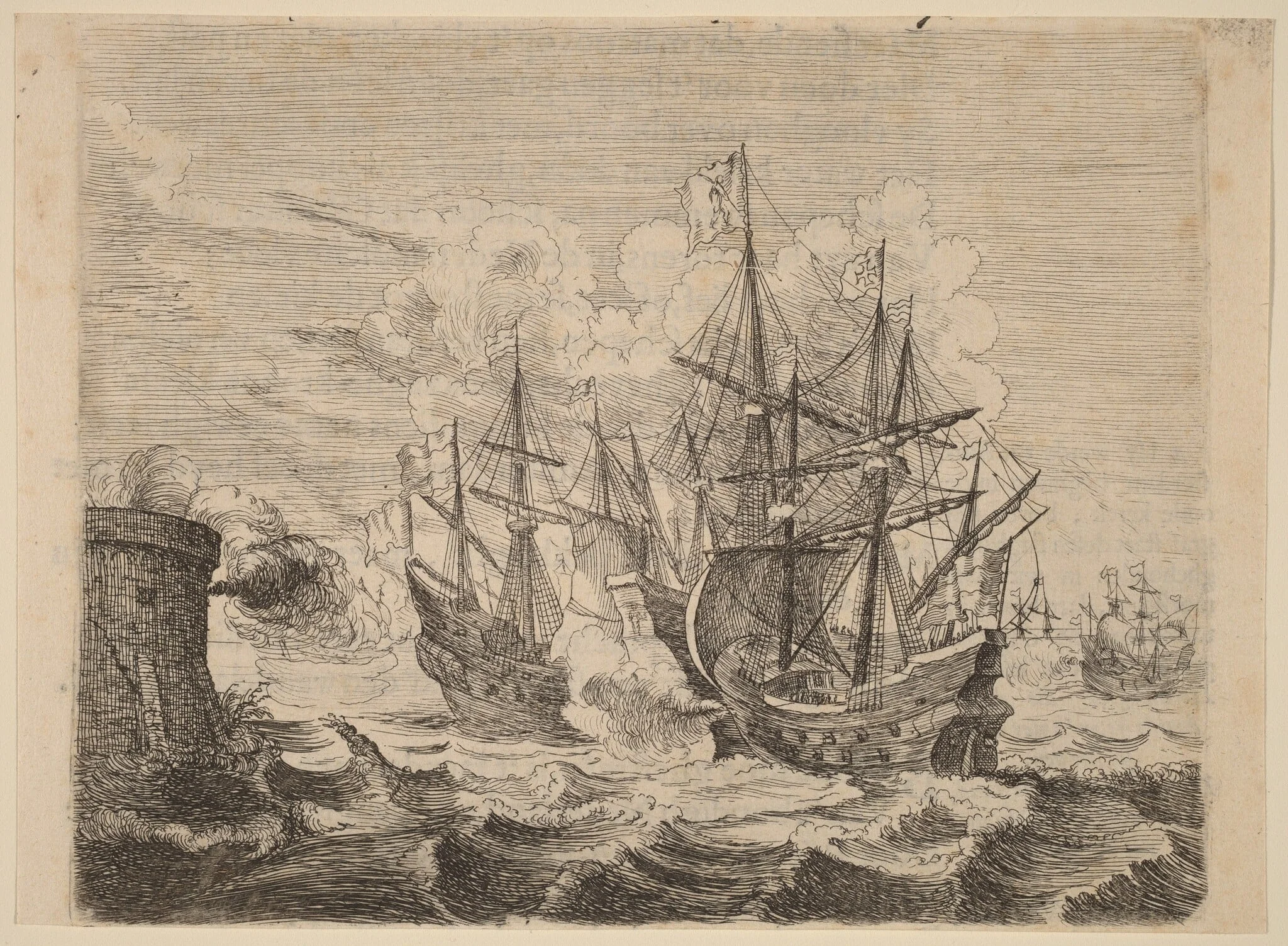 Heemskerck's Victory Over the Spanish Fleet at Gibraltar, by Willem Basse, ink, 1634