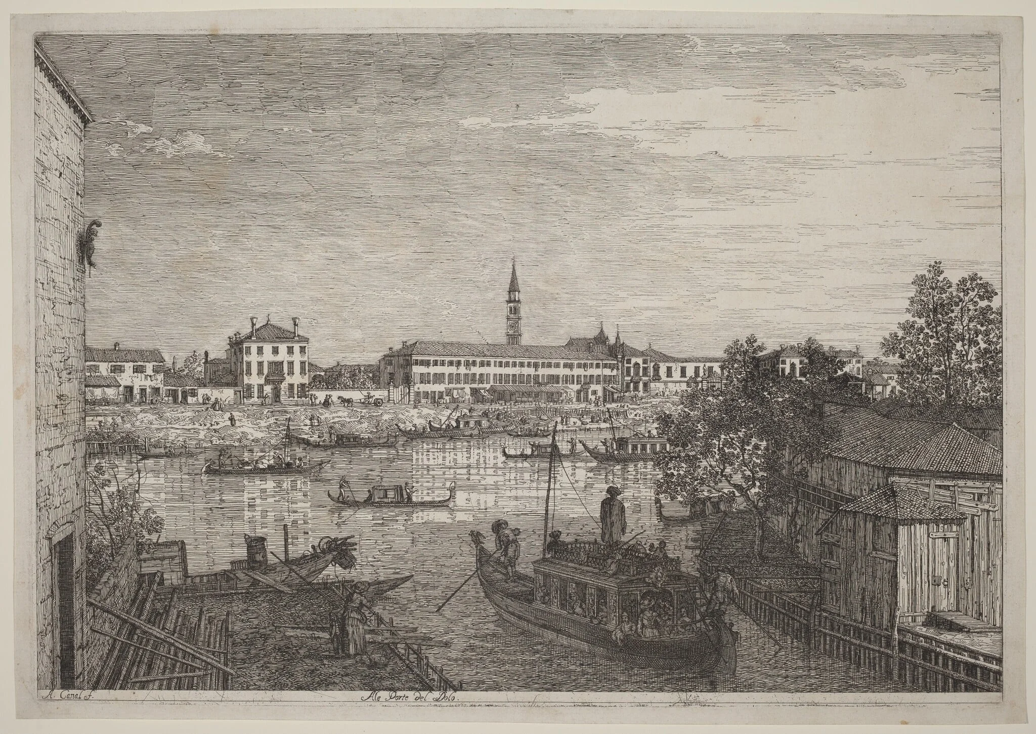 Ale Porte del Dolo, by Canaletto, ink, 1740