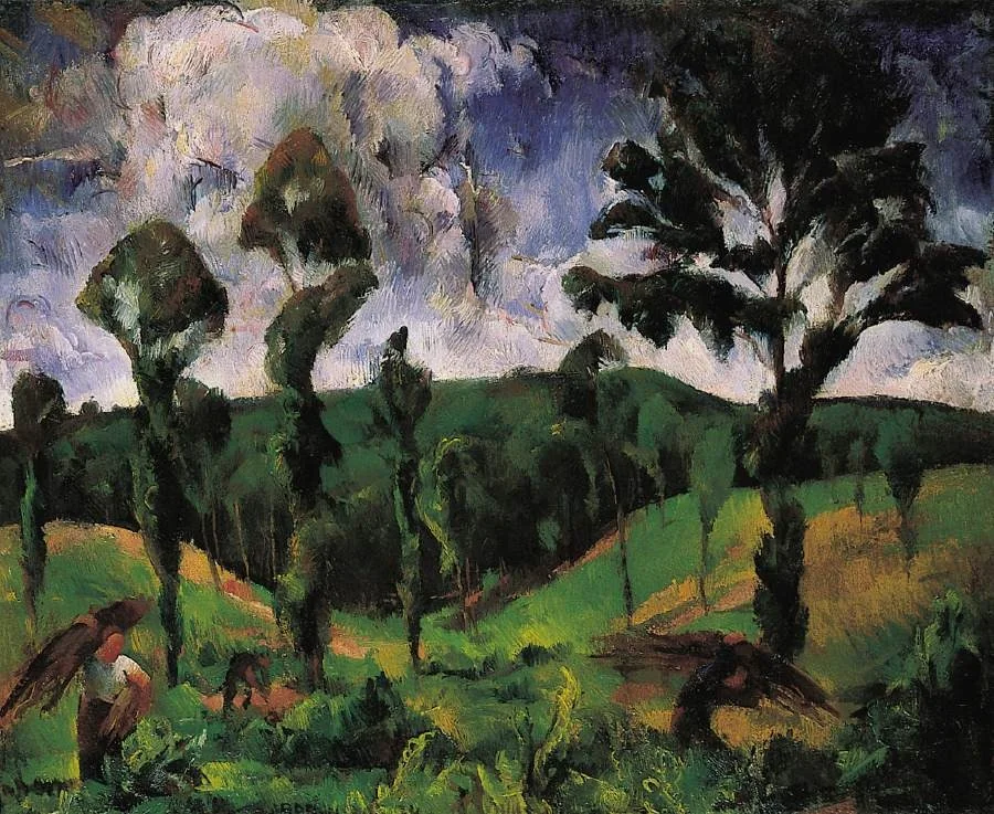 Fetching Wood, by Vilmos Aba-Novák, oil, 1924