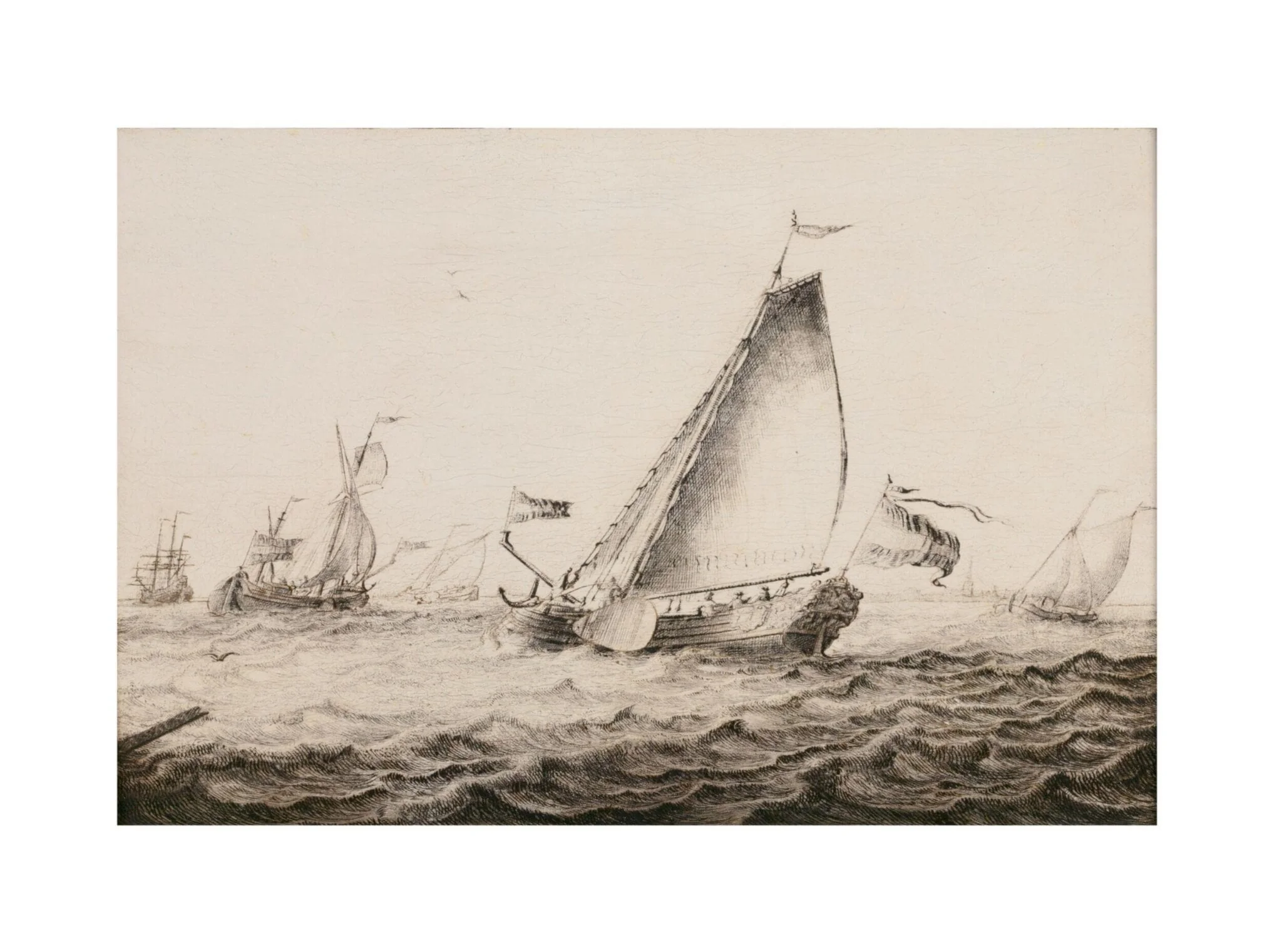 Yachts Sailing in a Breeze, by Adriaen van der Salm, oil, 1692