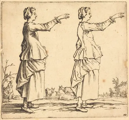 Peasant Woman, in Profile, Facing Right, with Arm Extended
