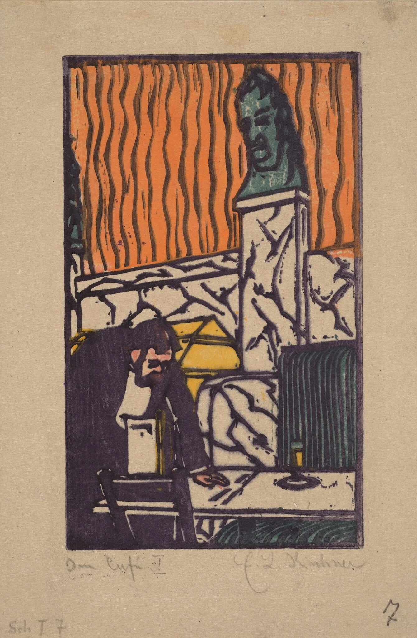 Head Waiter in Café, by Ernst Ludwig Kirchner, ink, 1904
